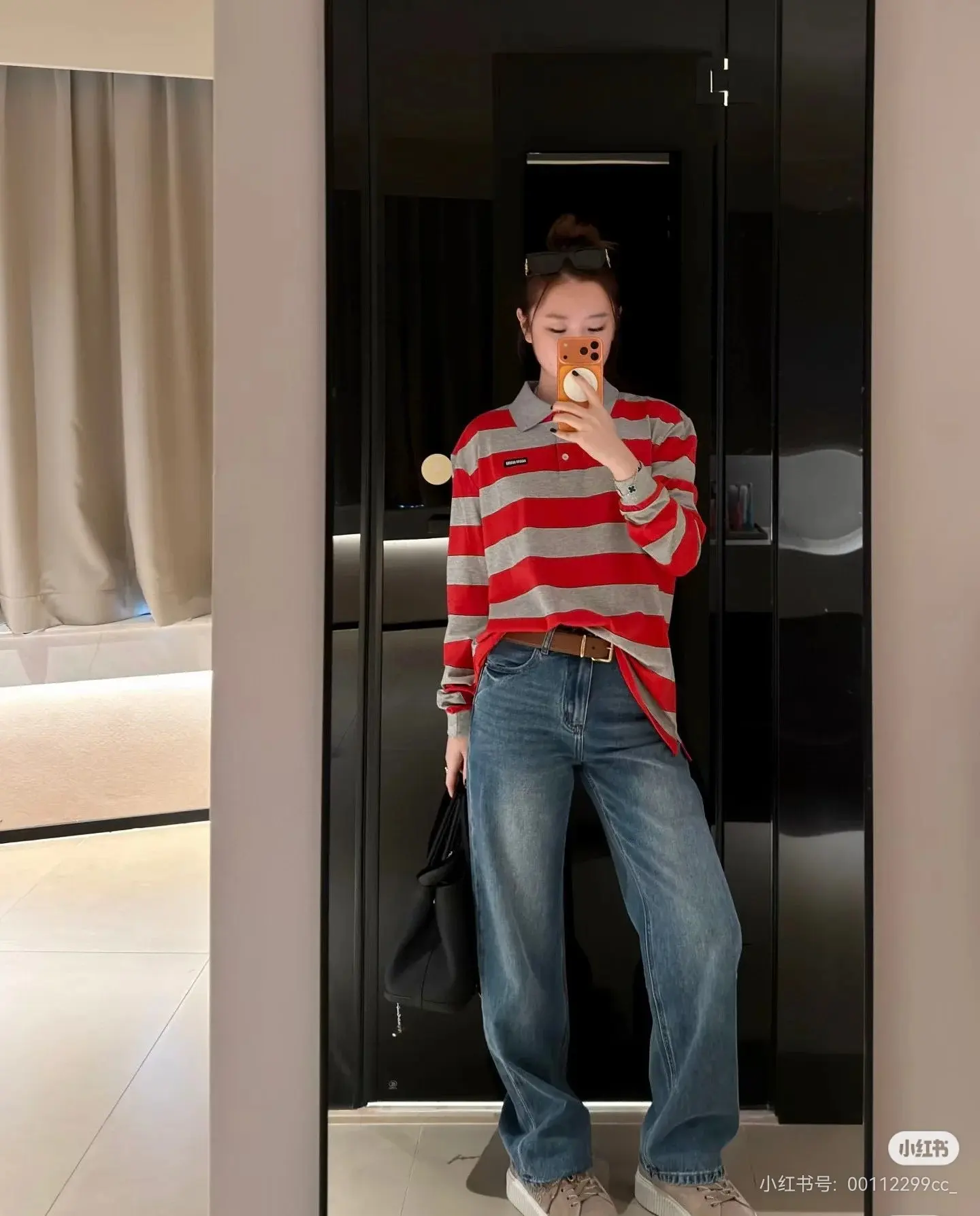 Striped Long-Sleeve Polo Shirt D16522515 — view 9