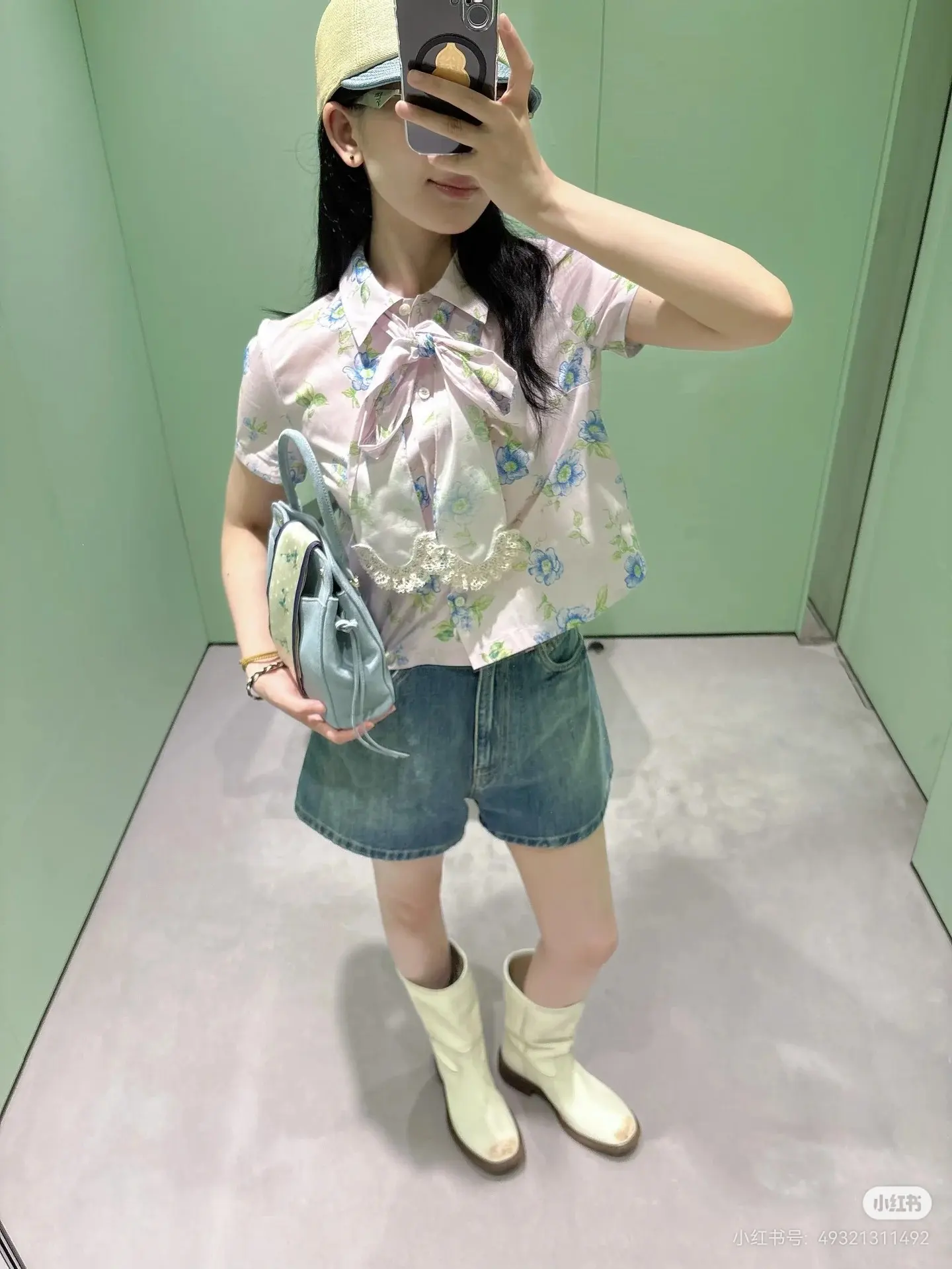 Prada Floral Print Lace-Trim Short-Sleeve Shirt D16522508 — view 5