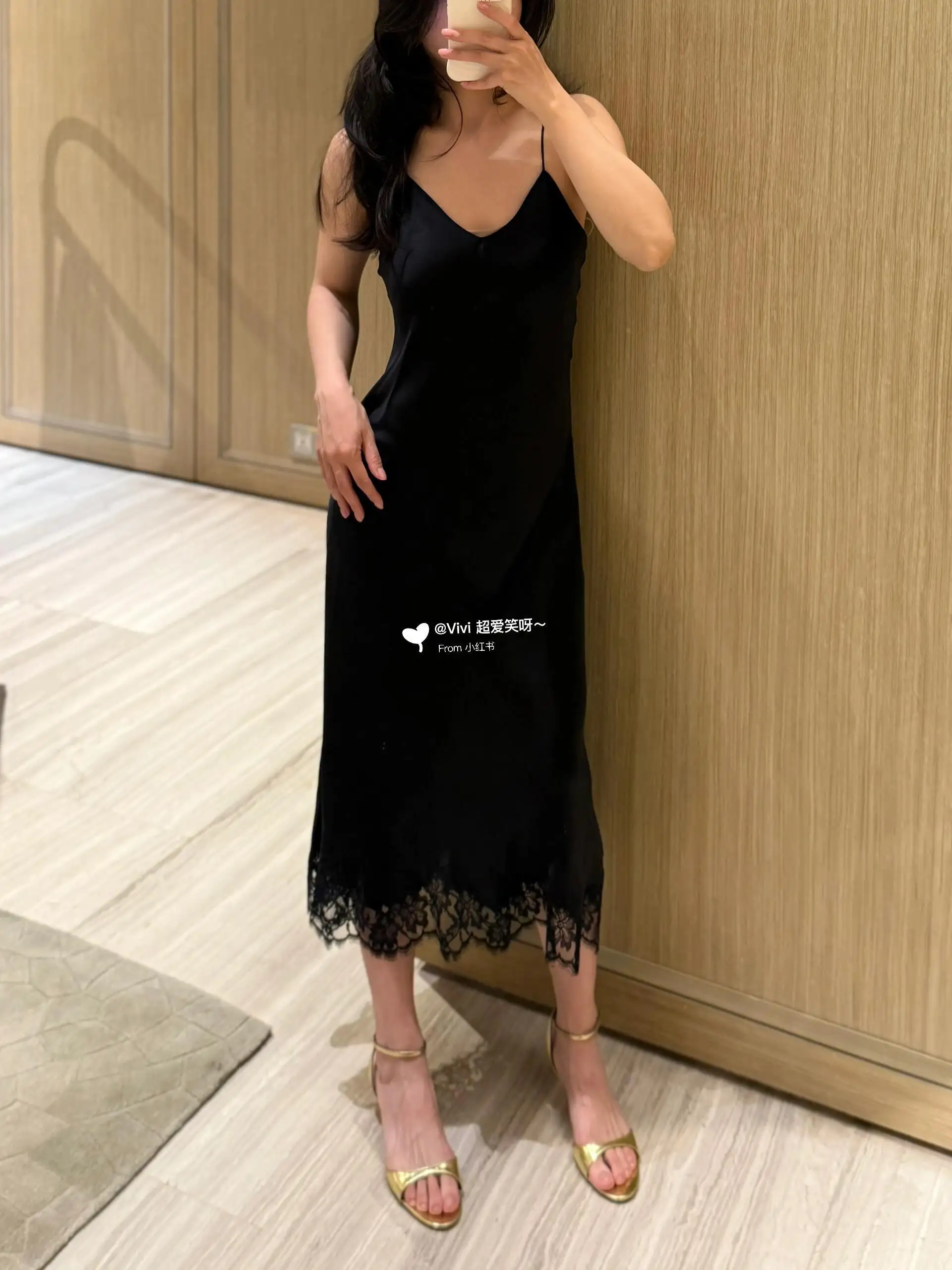 Lace-Trimmed Silk Slip Midi Dress D17022454