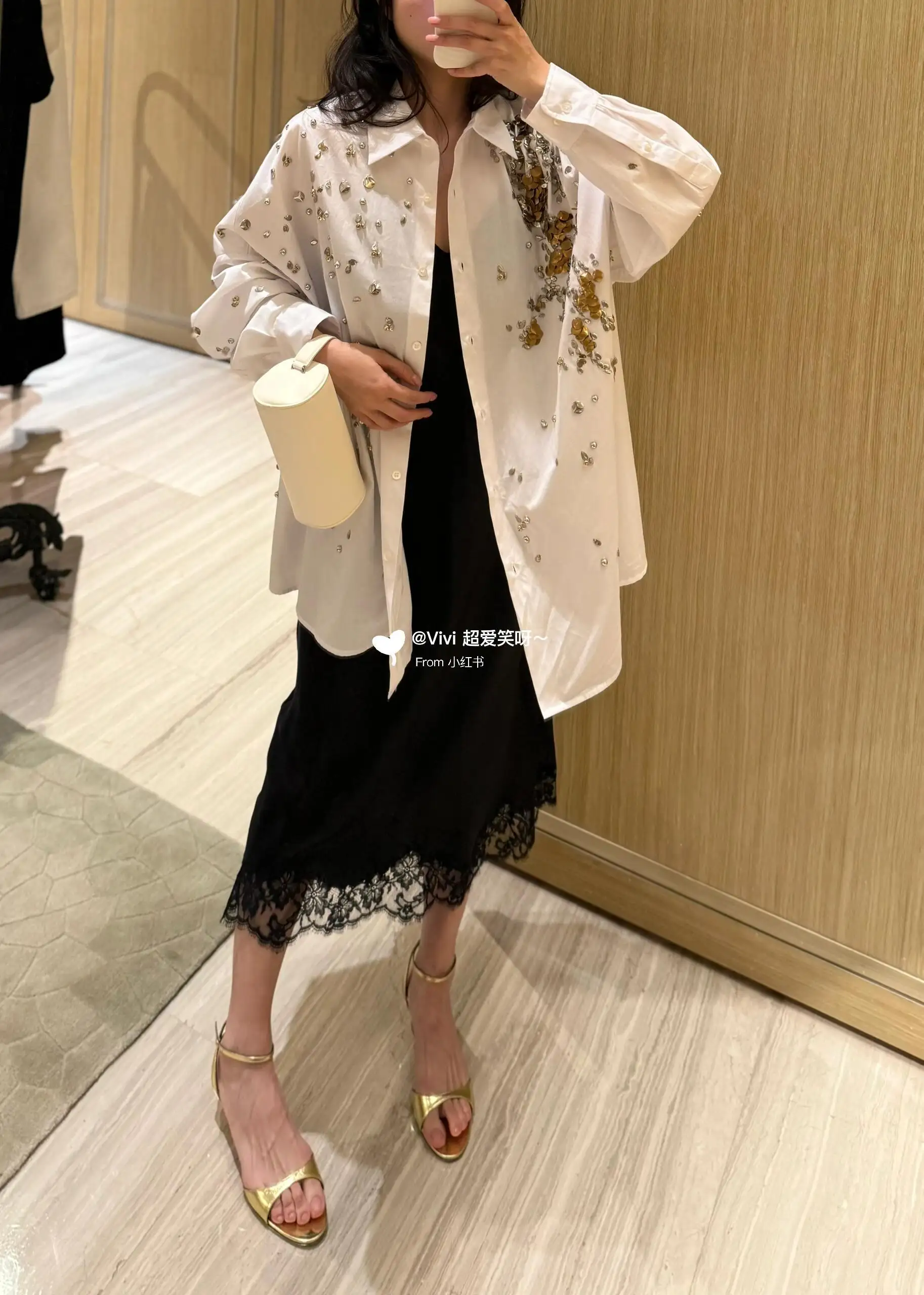 Lace-Trimmed Silk Slip Midi Dress D17022454 — view 4