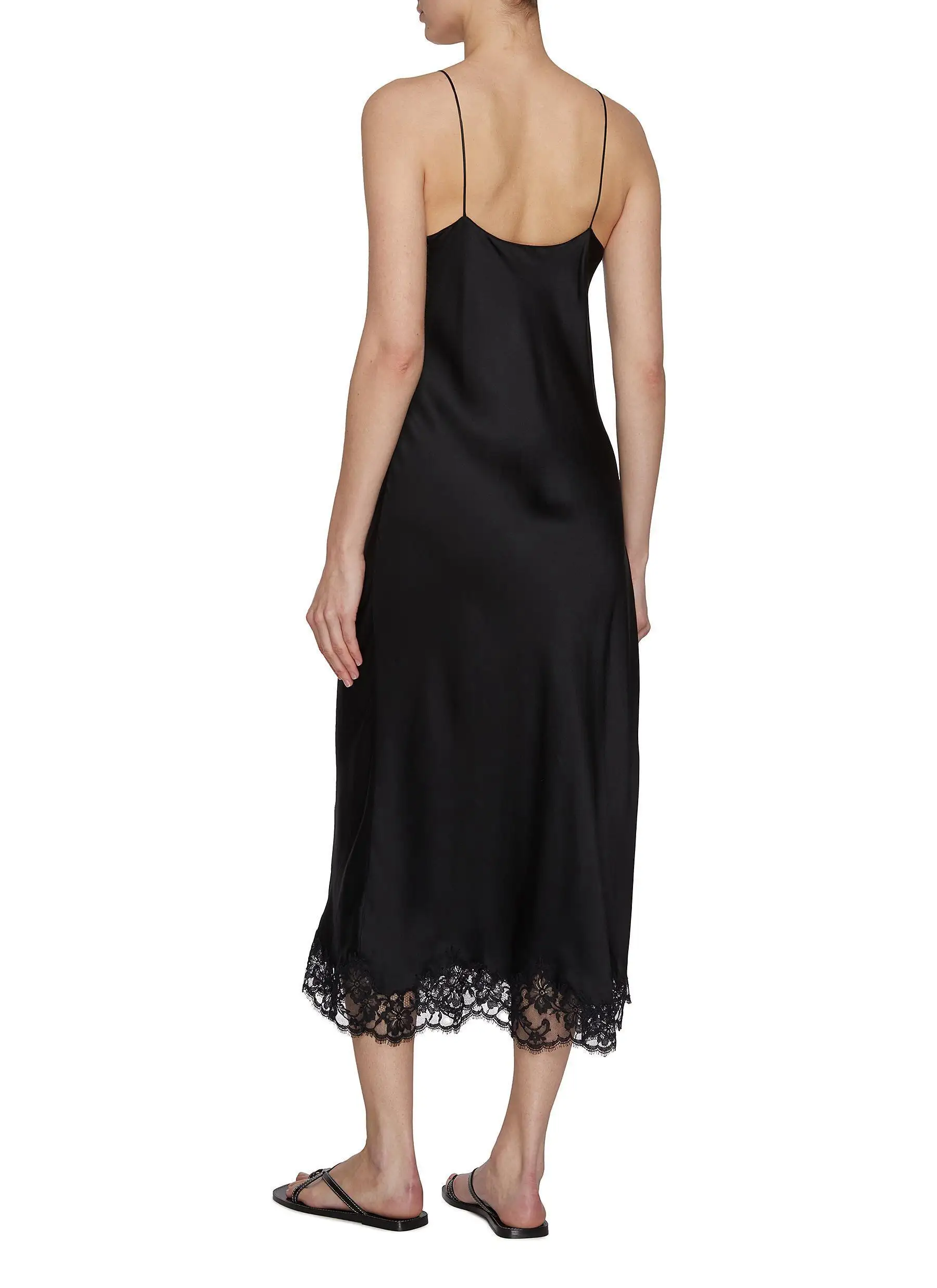 Lace-Trimmed Silk Slip Midi Dress D17022454 — view 7