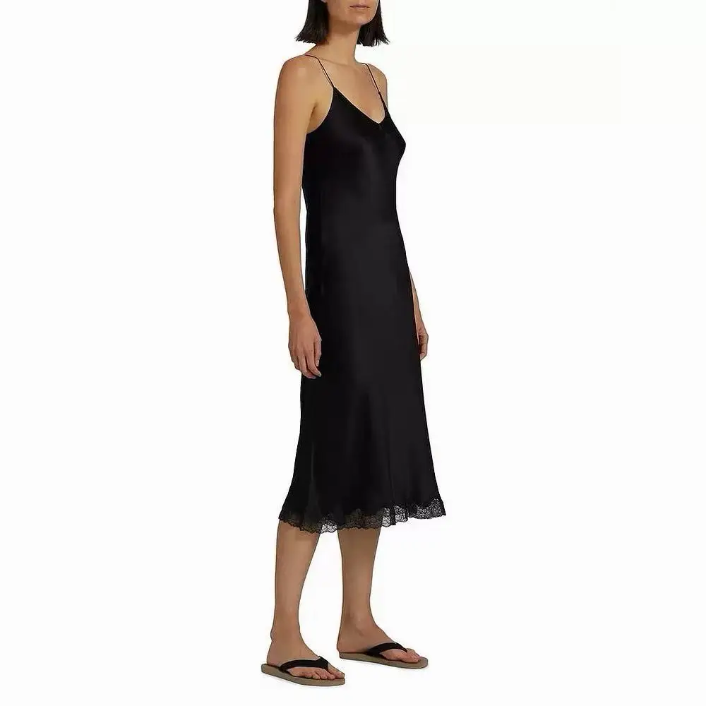 Lace-Trimmed Silk Slip Midi Dress D17022454 — view 8