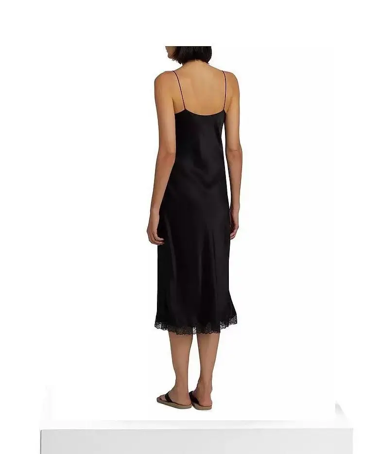 Lace-Trimmed Silk Slip Midi Dress D17022454 — view 9