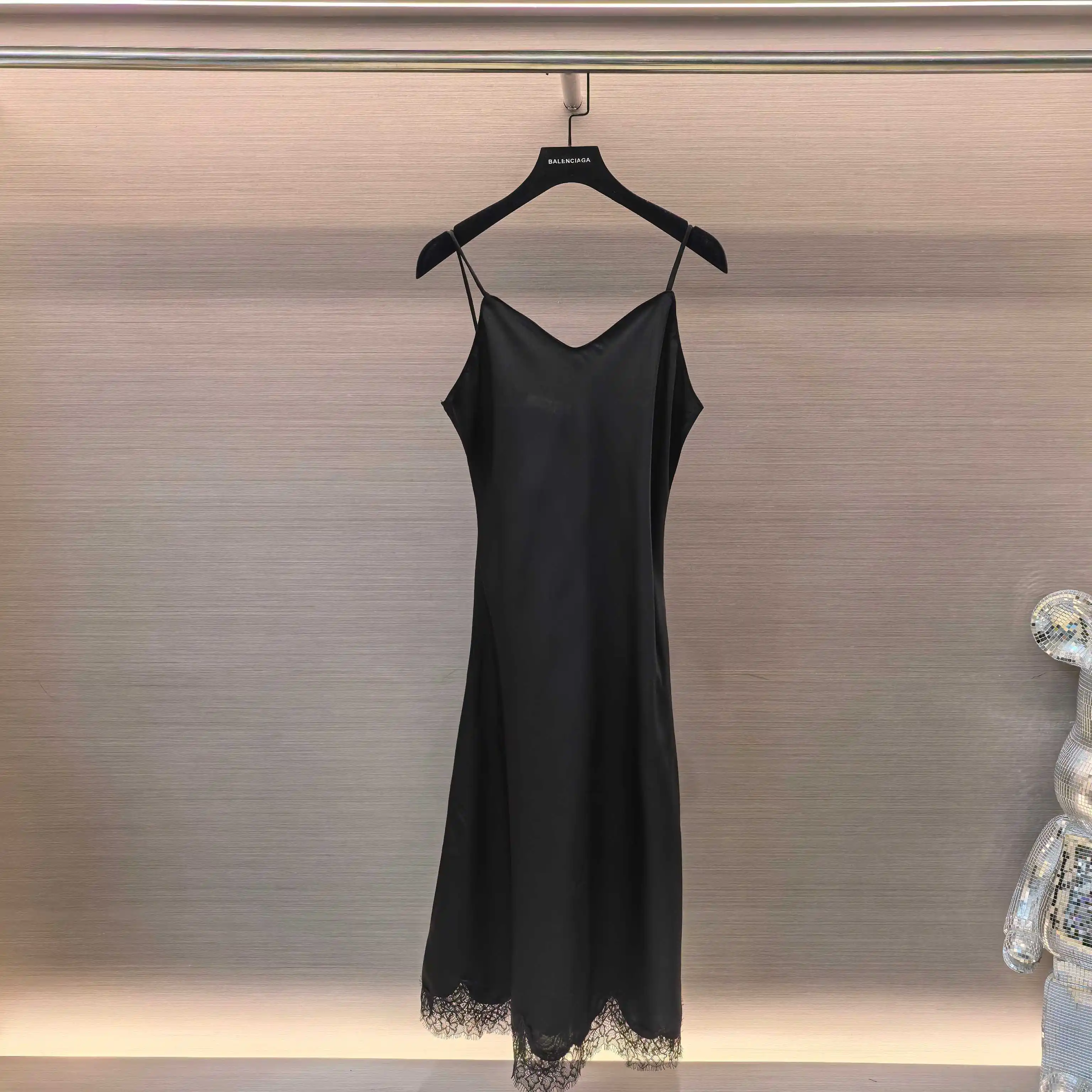 Lace-Trimmed Silk Slip Dress D17022453