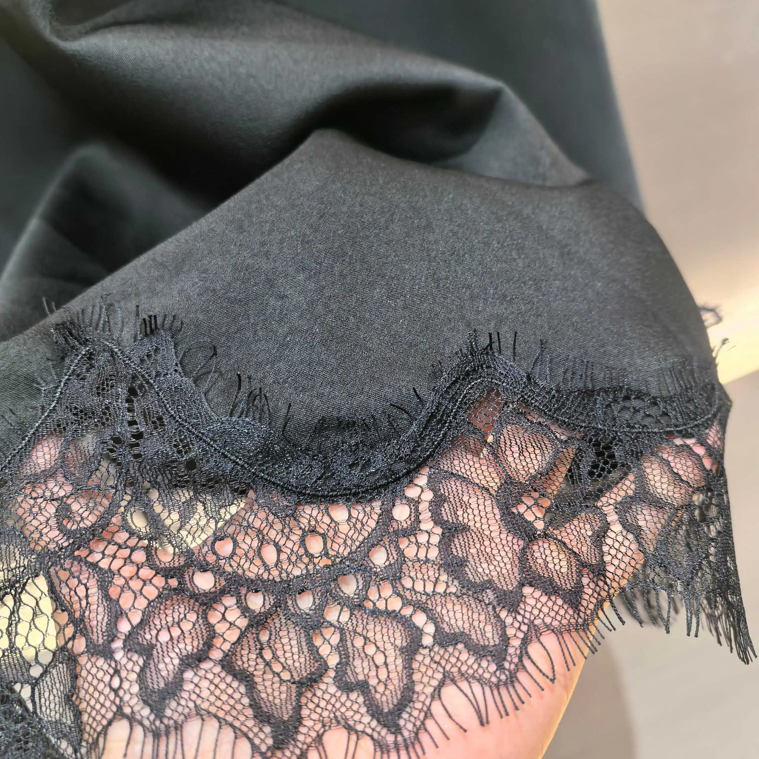 Lace-Trimmed Silk Slip Dress D17022453 — view 5