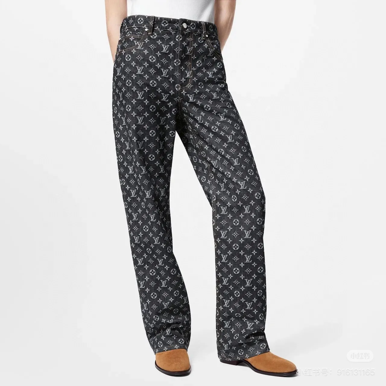 Monogram Jacquard Straight-Leg Jeans D18013440 — view 8