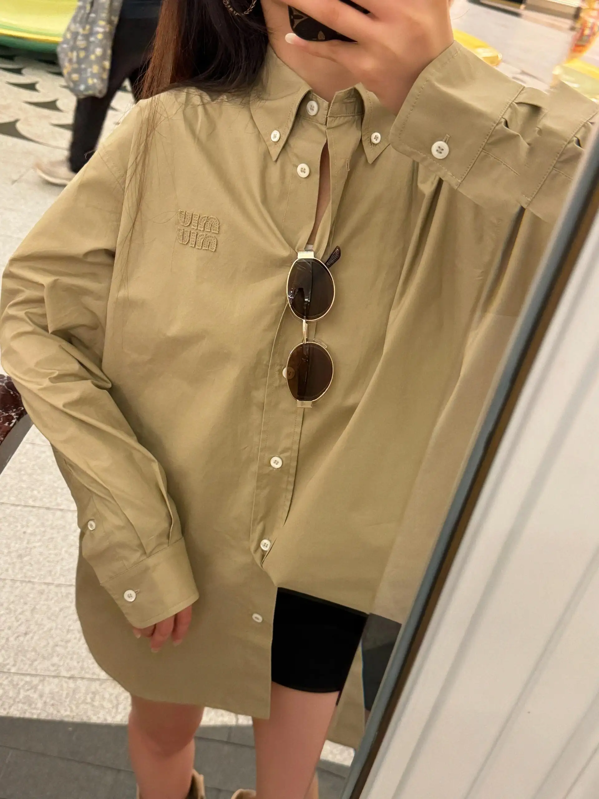 Logo Embroidered Oversized Cotton Shirt D18522452 — view 6