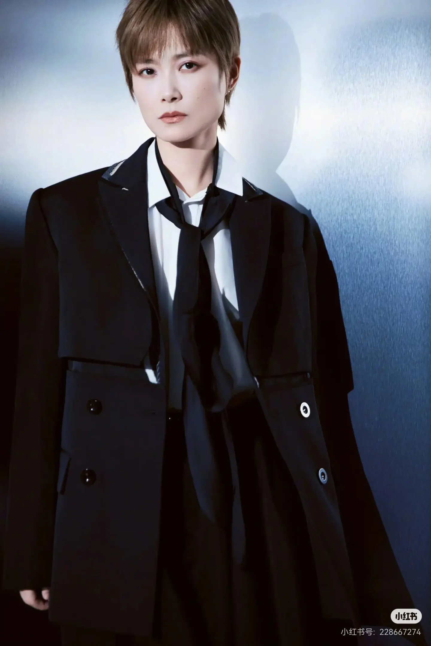 Tie-Neck Poplin Shirt with Chiffon Scarf D18522414 — view 4