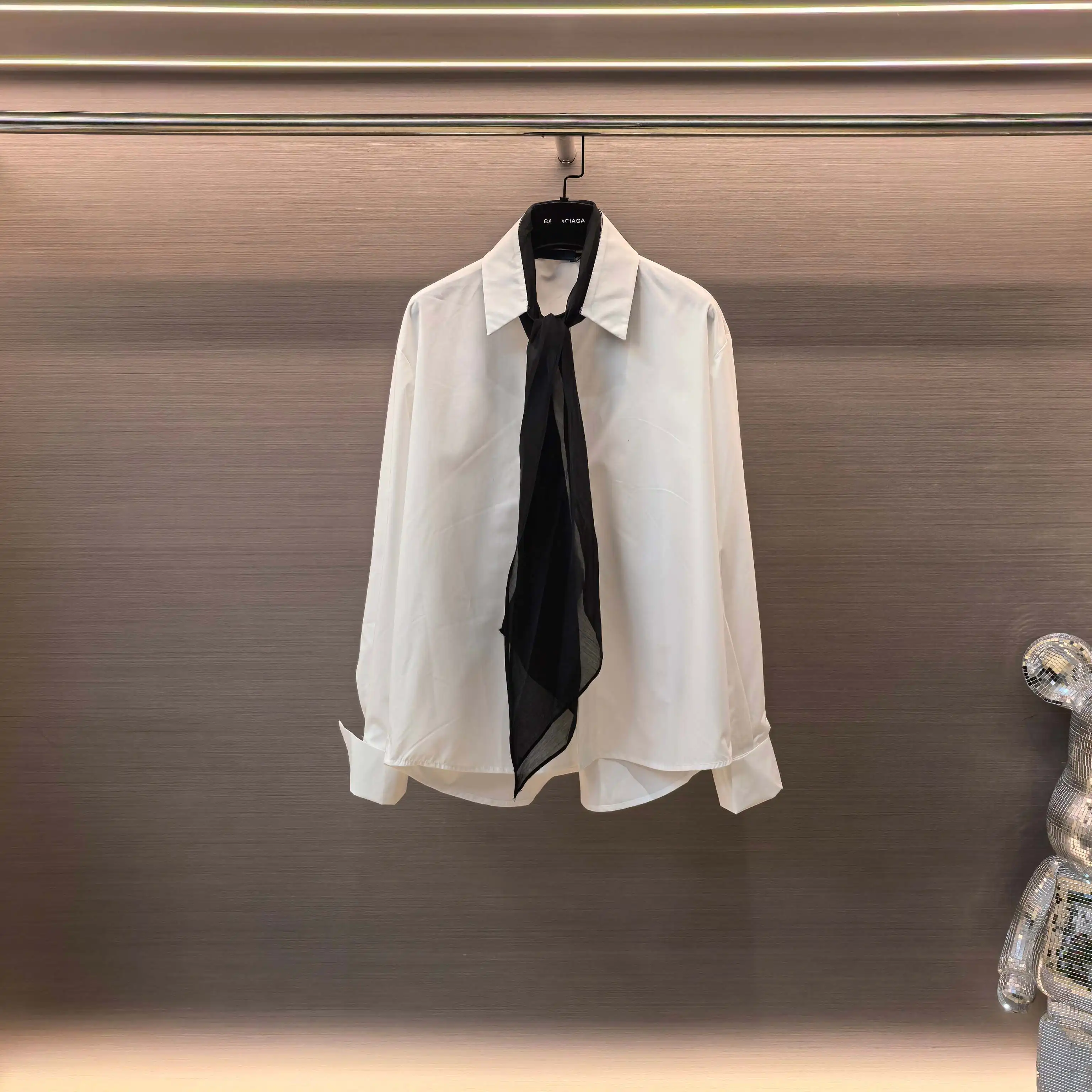 Tie-Neck Cotton-Blend Poplin Shirt D18522413