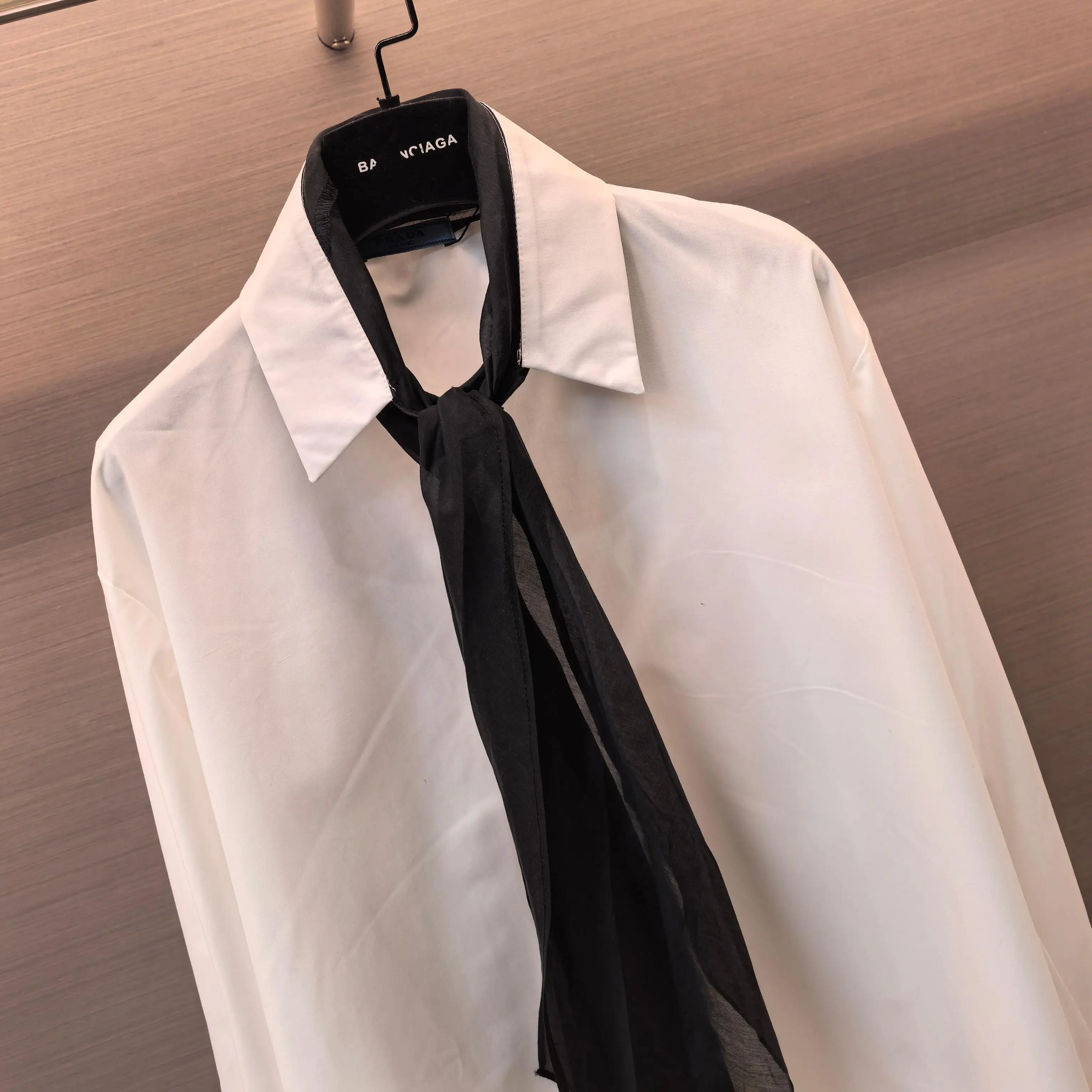 Tie-Neck Cotton-Blend Poplin Shirt D18522413 — view 3