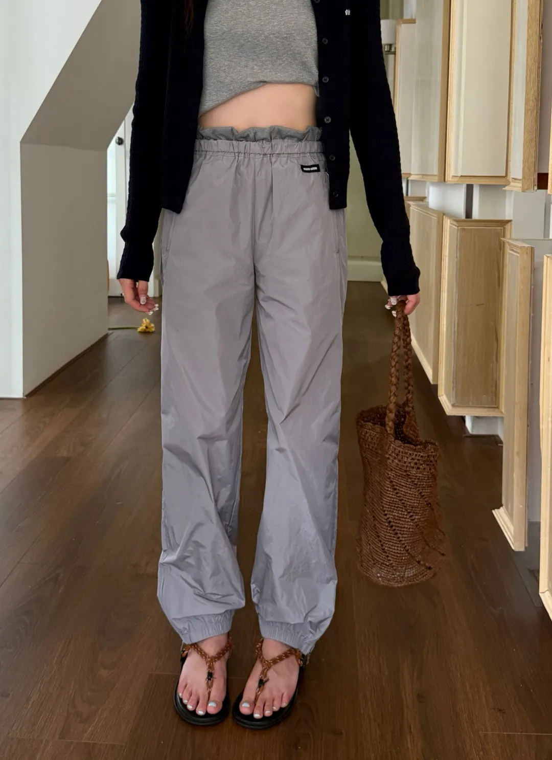 Logo-Patch Technical Silk Track Pants D19022512 — view 2