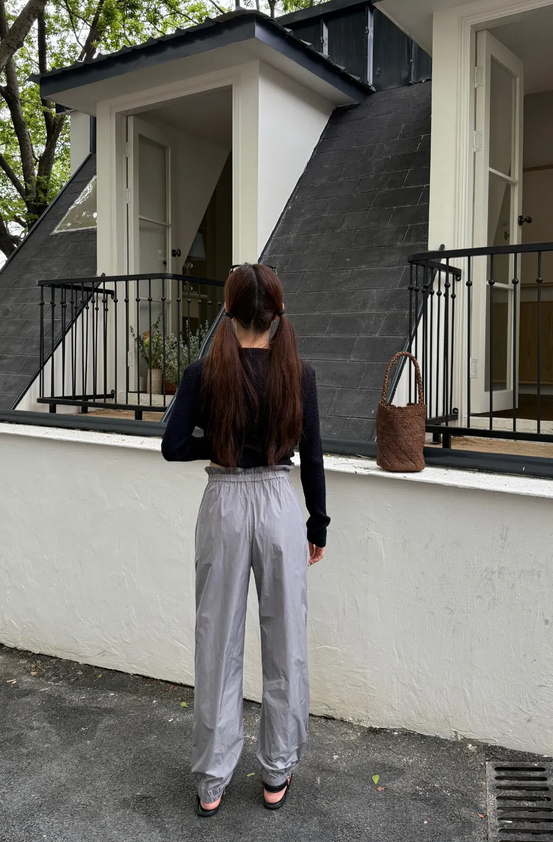 Logo-Patch Technical Silk Track Pants D19022512 — view 3