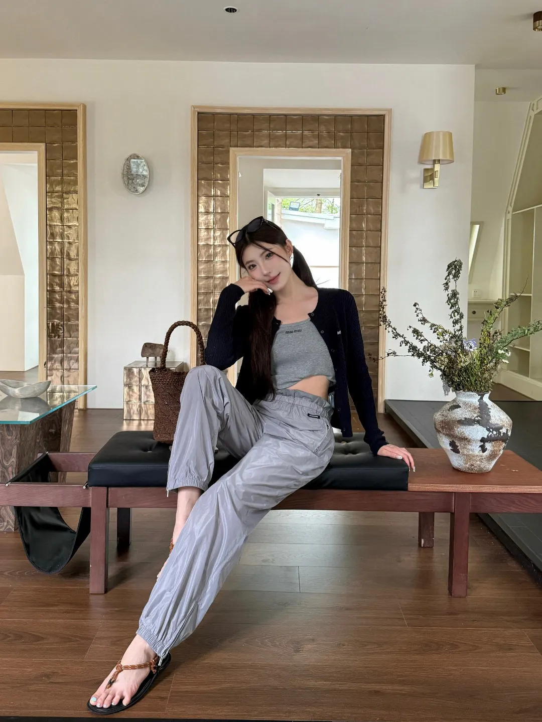 Logo-Patch Technical Silk Track Pants D19022512 — view 5