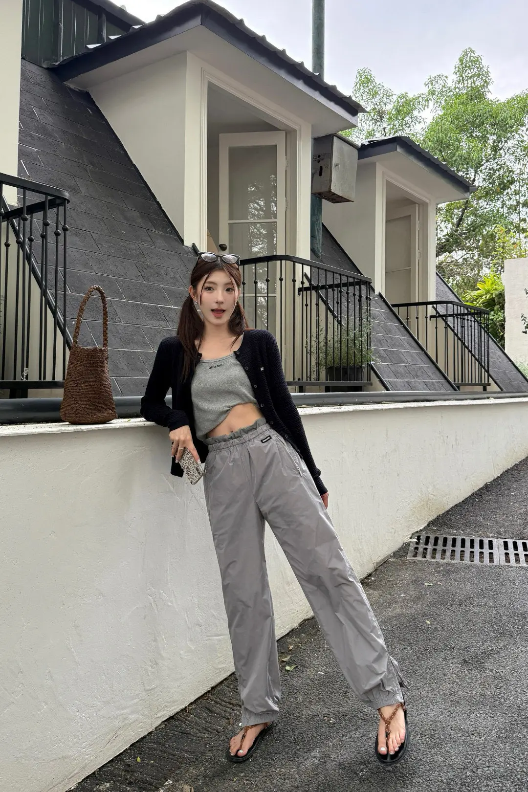 Logo-Patch Technical Silk Track Pants D19022512 — view 6