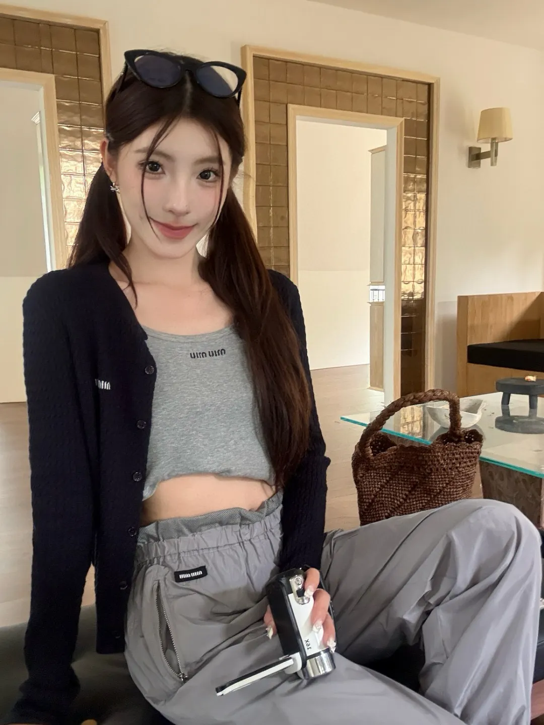 Logo-Patch Technical Silk Track Pants D19022512 — view 9