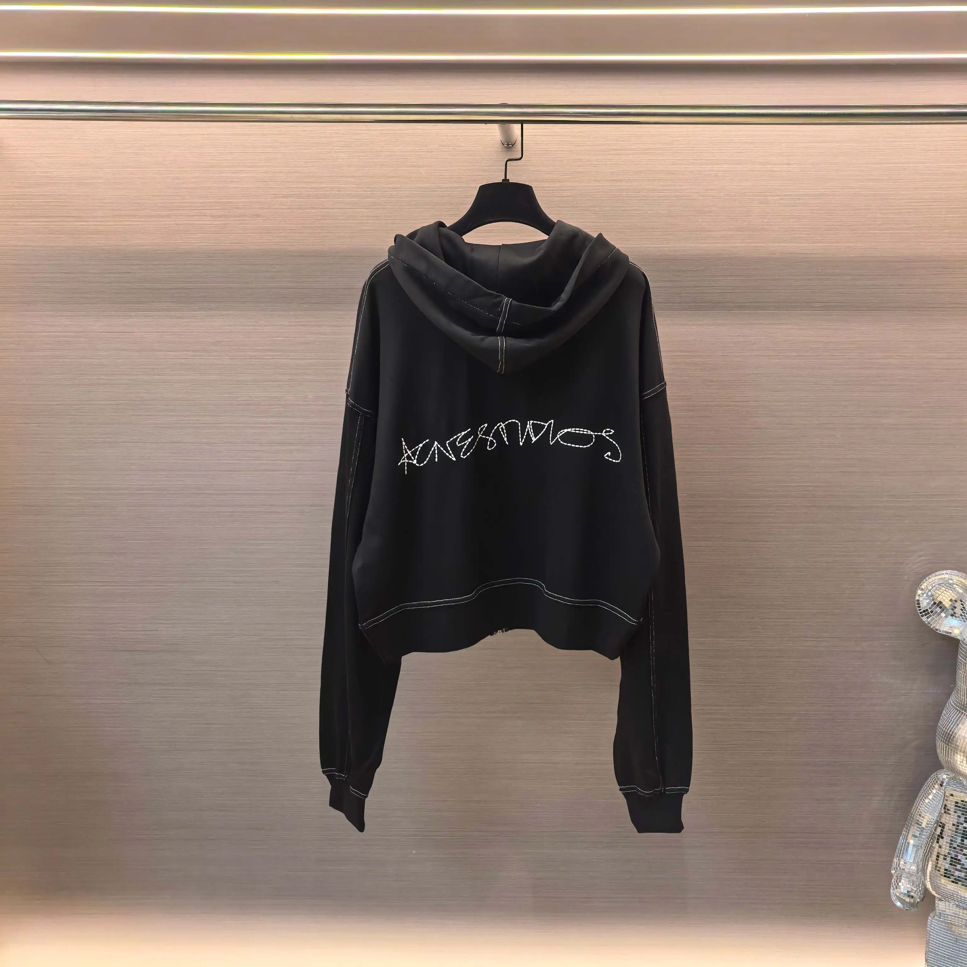 Acne Studios Logo Embroidered Zip-Up Hoodie D20522371 — view 3