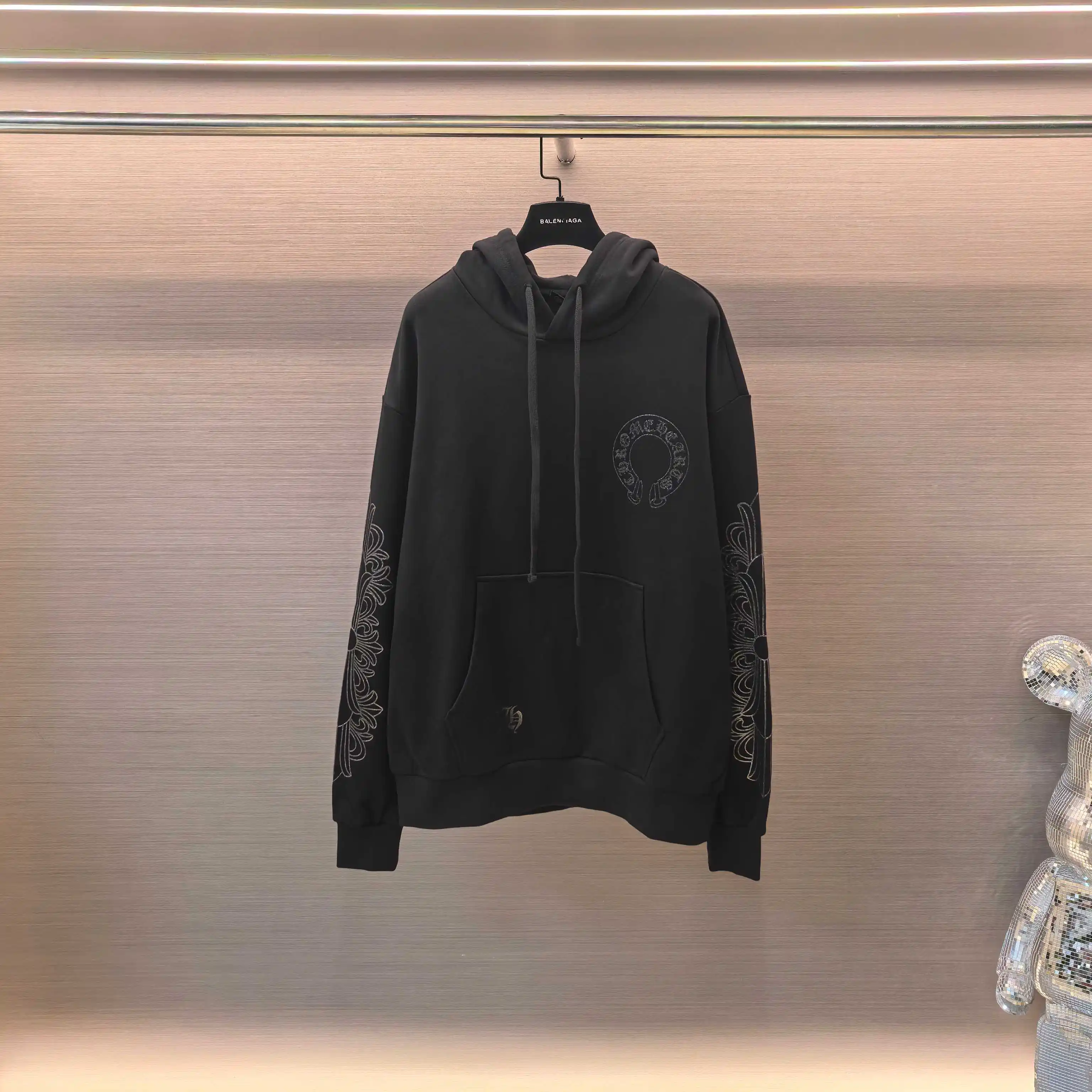 Glitter Cross Print Cotton-Jersey Hoodie D21022366 — view 2