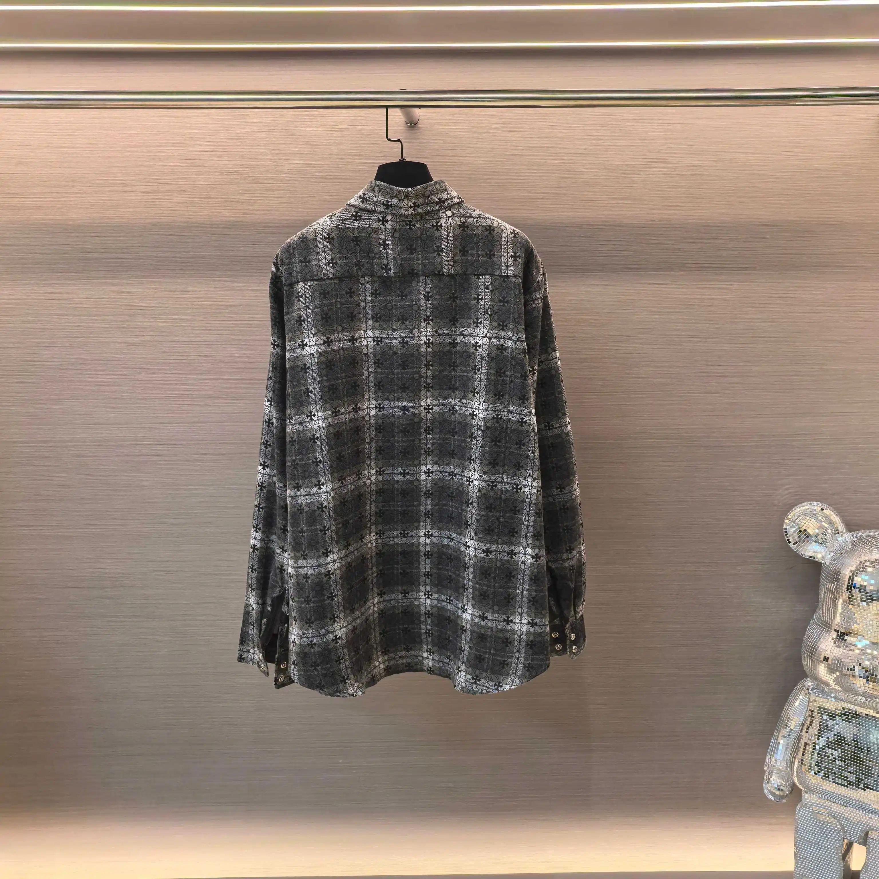 Chrome Hearts Plaid Flannel Shirt with Leather Cross Patches D21522485 — view 2
