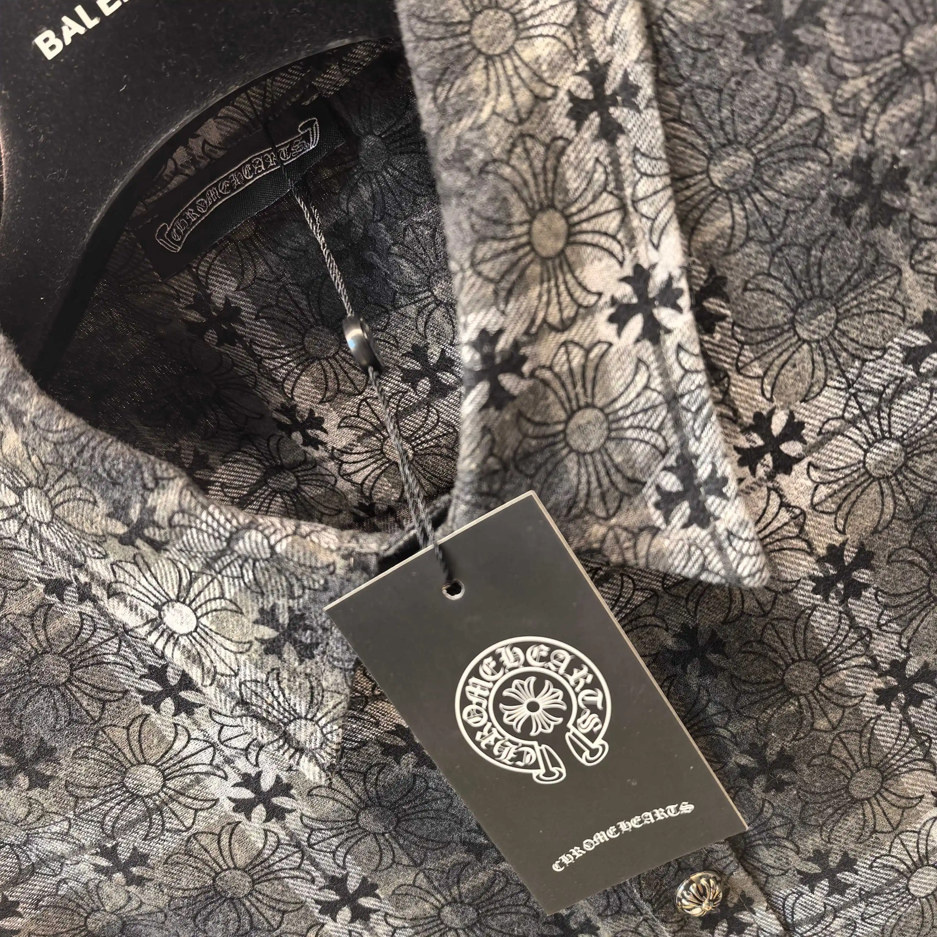 Chrome Hearts Plaid Flannel Shirt with Leather Cross Patches D21522485 — view 4