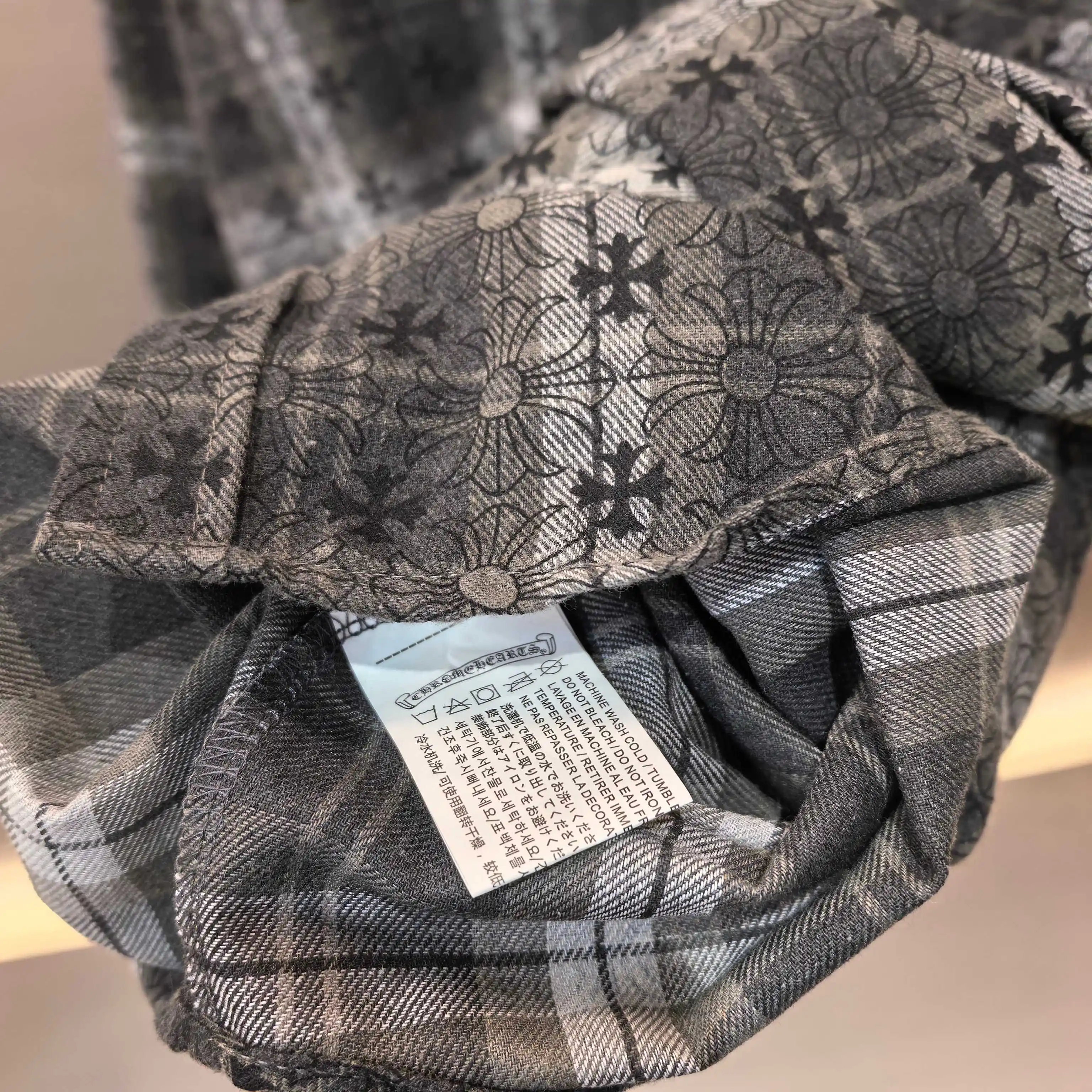Chrome Hearts Plaid Flannel Shirt with Leather Cross Patches D21522485 — view 6
