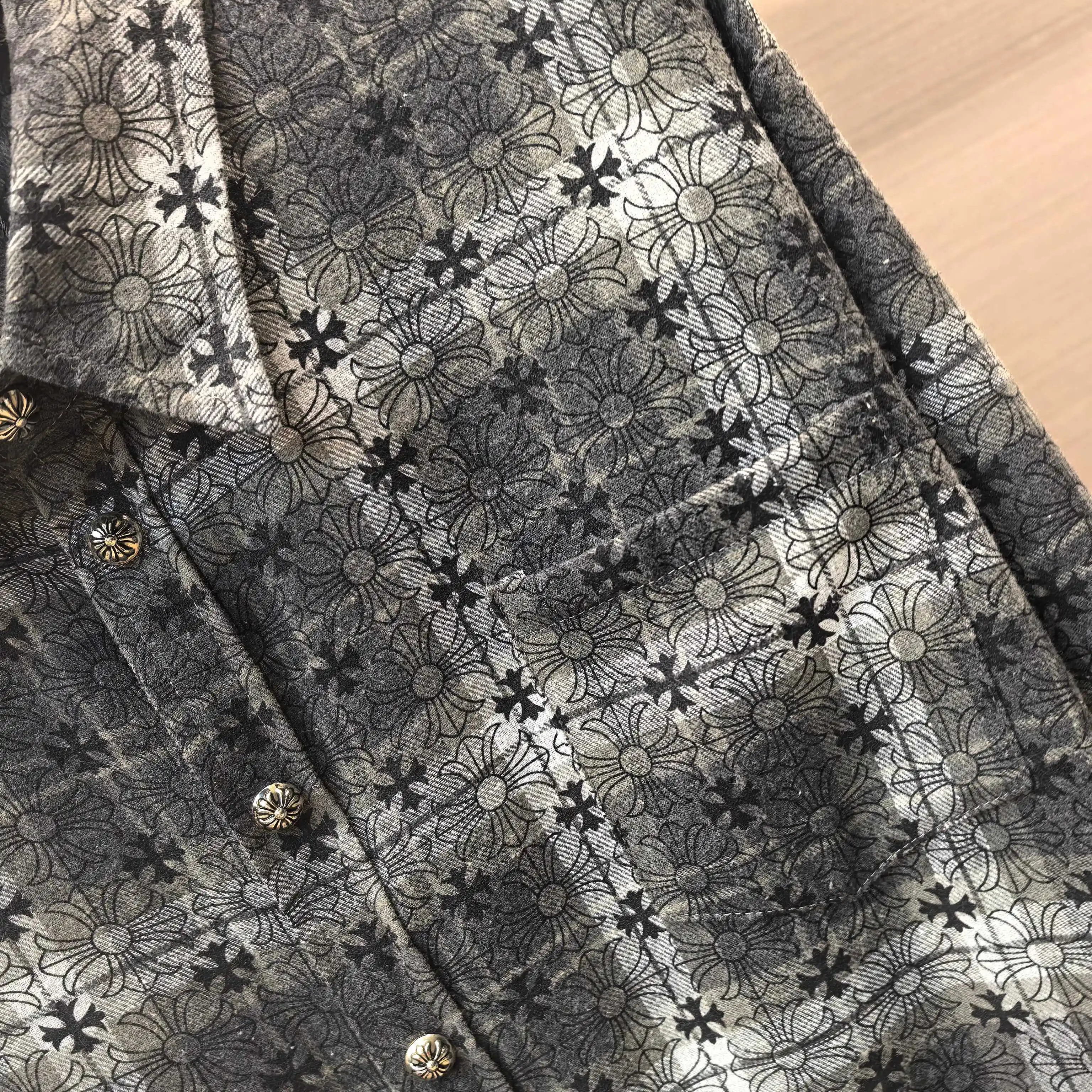 Chrome Hearts Plaid Flannel Shirt with Leather Cross Patches D21522485 — view 7