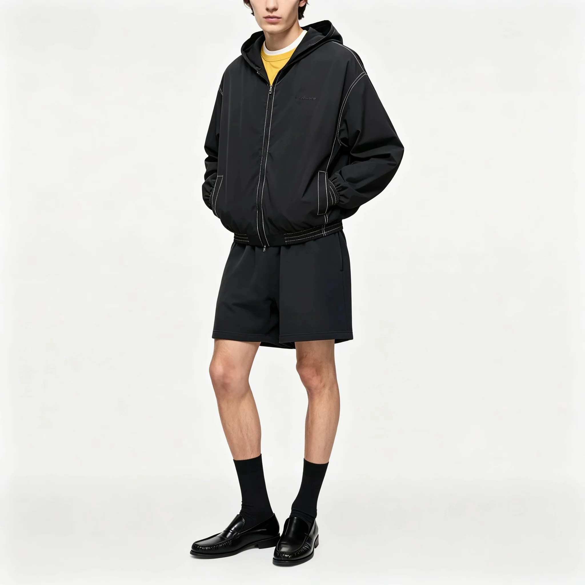 Contrast Stitch Hooded Zip-Up Jacket D22022344 — view 4