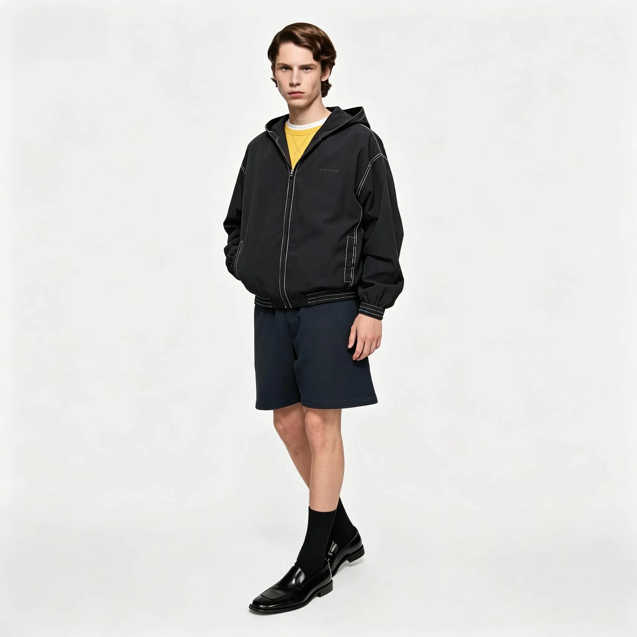Contrast Stitch Hooded Zip-Up Jacket D22022344 — view 8