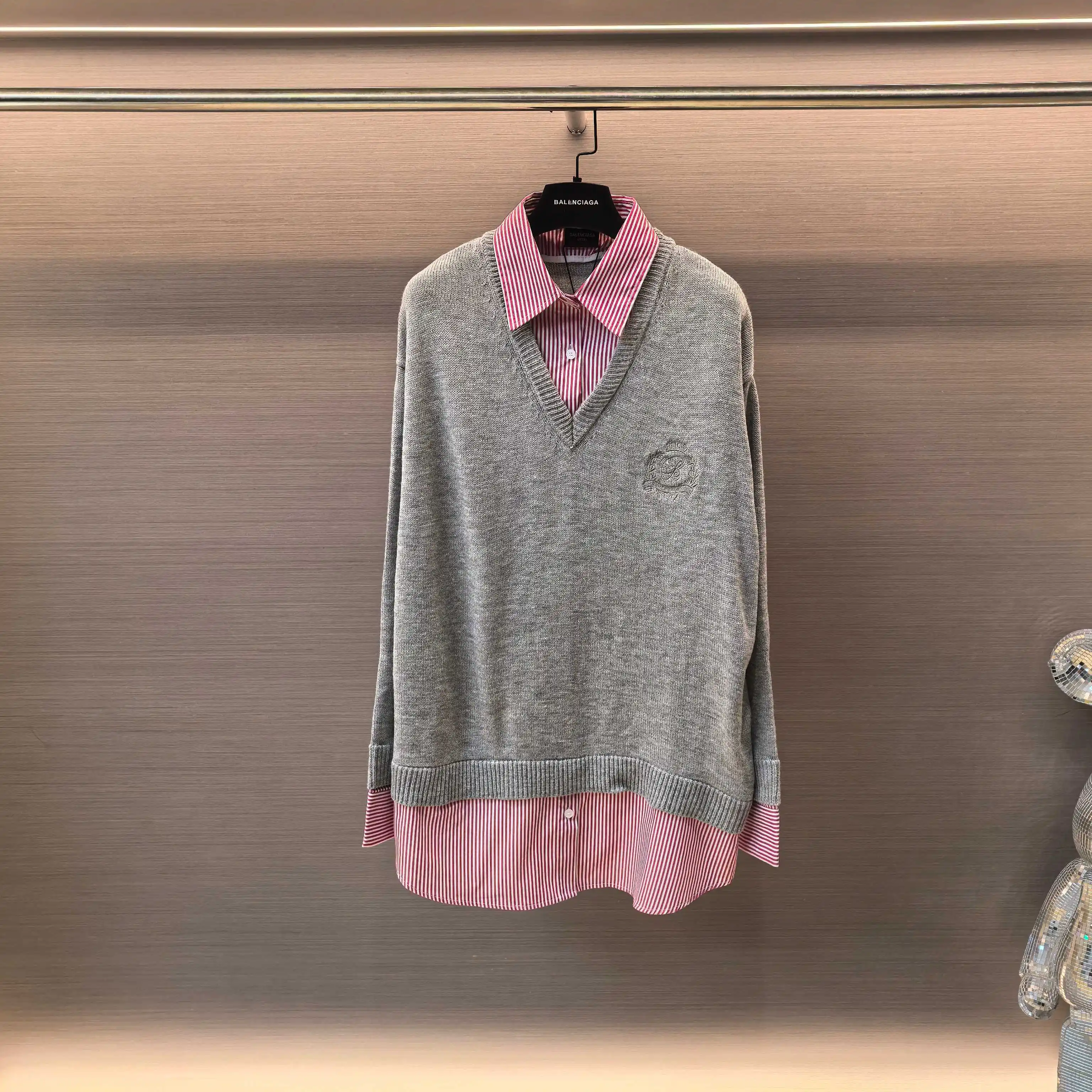Oversized Layered Wool-Blend Knit Sweater D22522477