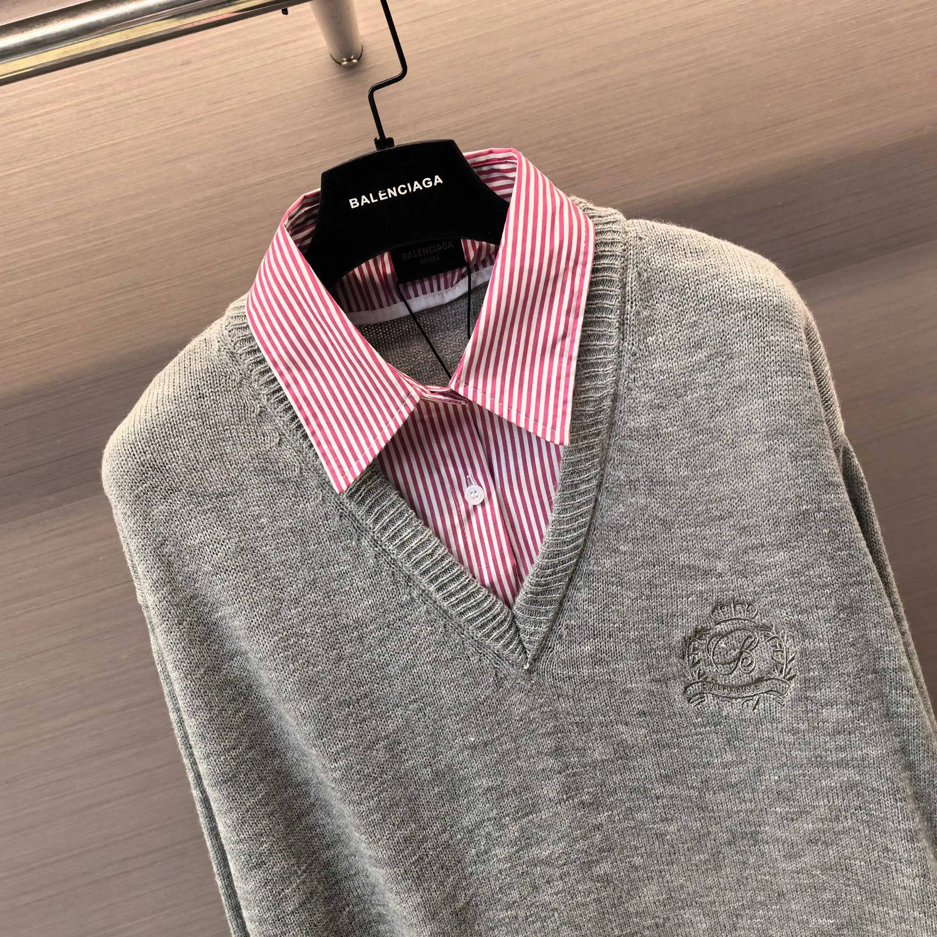 Oversized Layered Wool-Blend Knit Sweater D22522477 — view 2