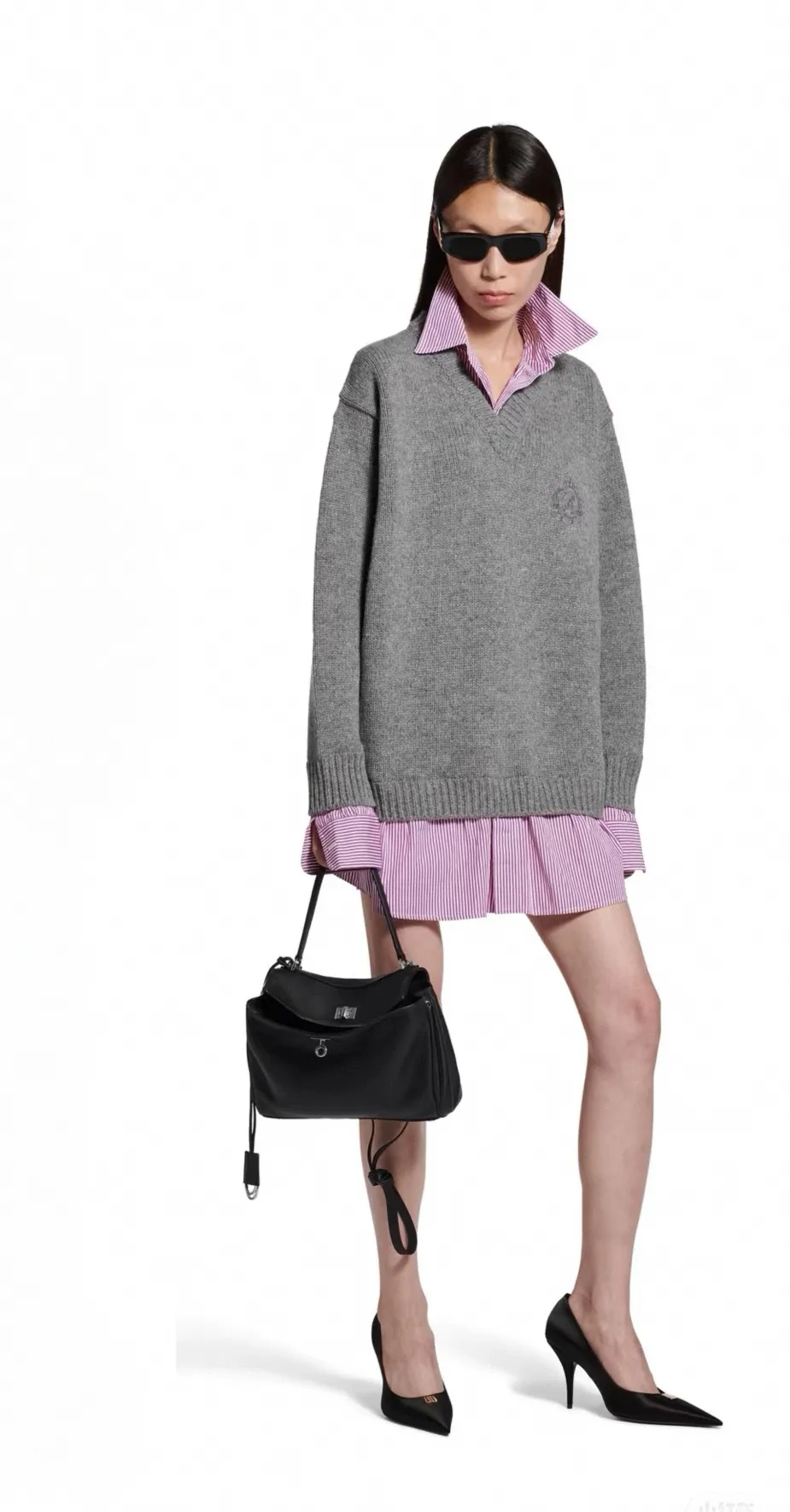 Oversized Layered-Effect Wool-Blend Sweater D22522475 — view 7