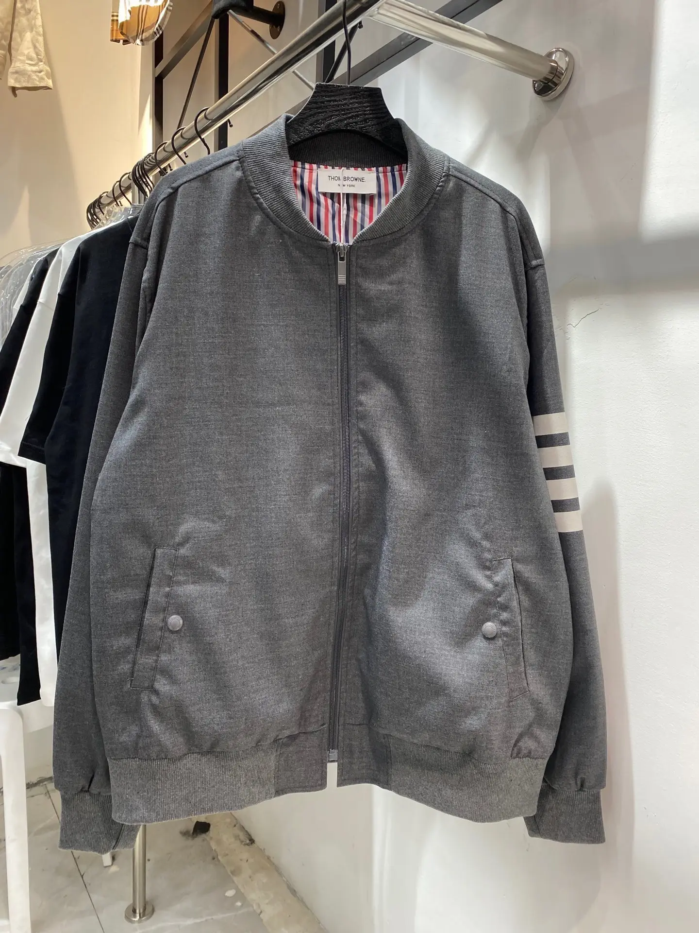 4-Bar Striped Cotton Bomber Jacket D22513431