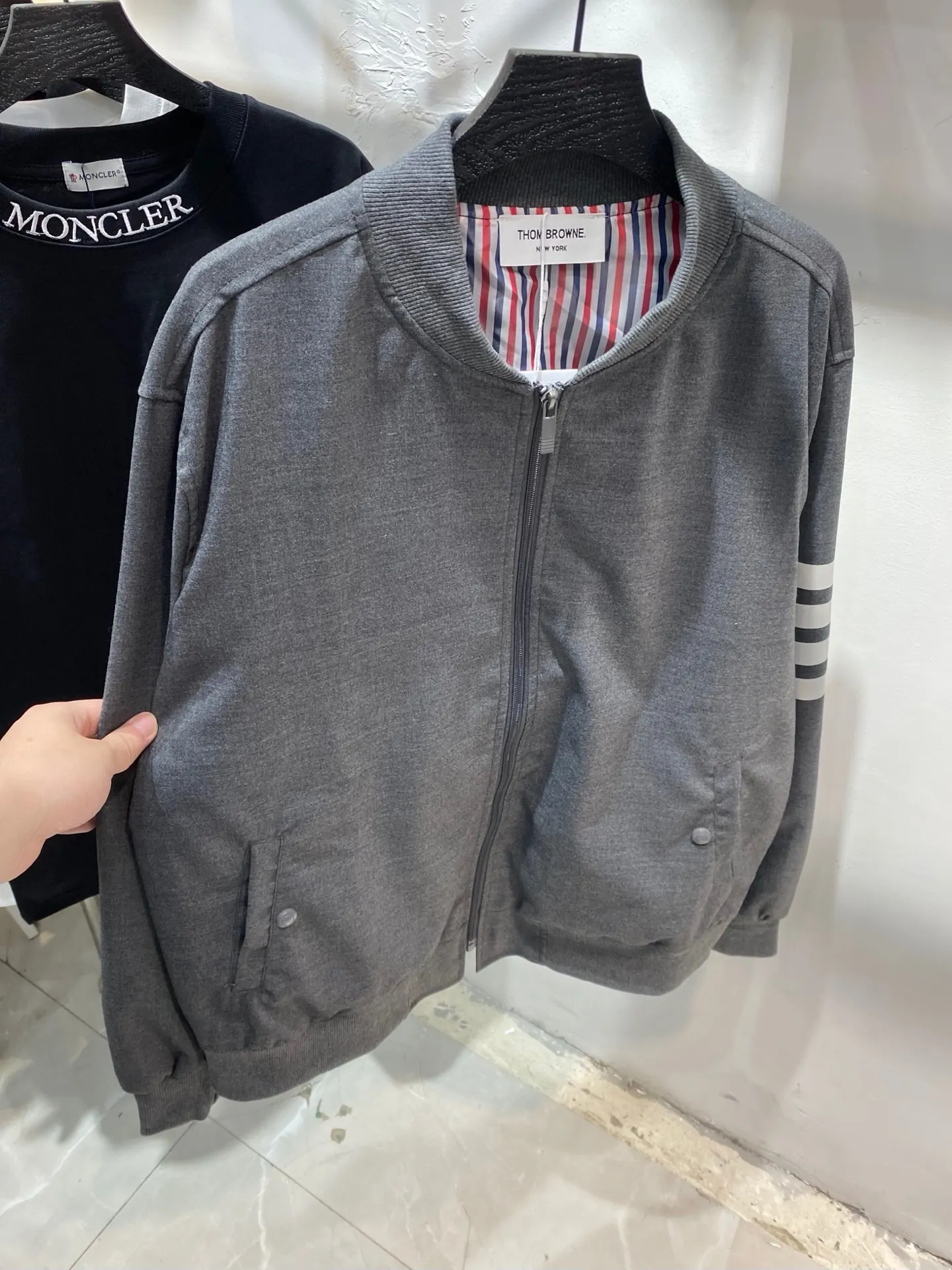 4-Bar Striped Cotton Bomber Jacket D22513431 — view 2