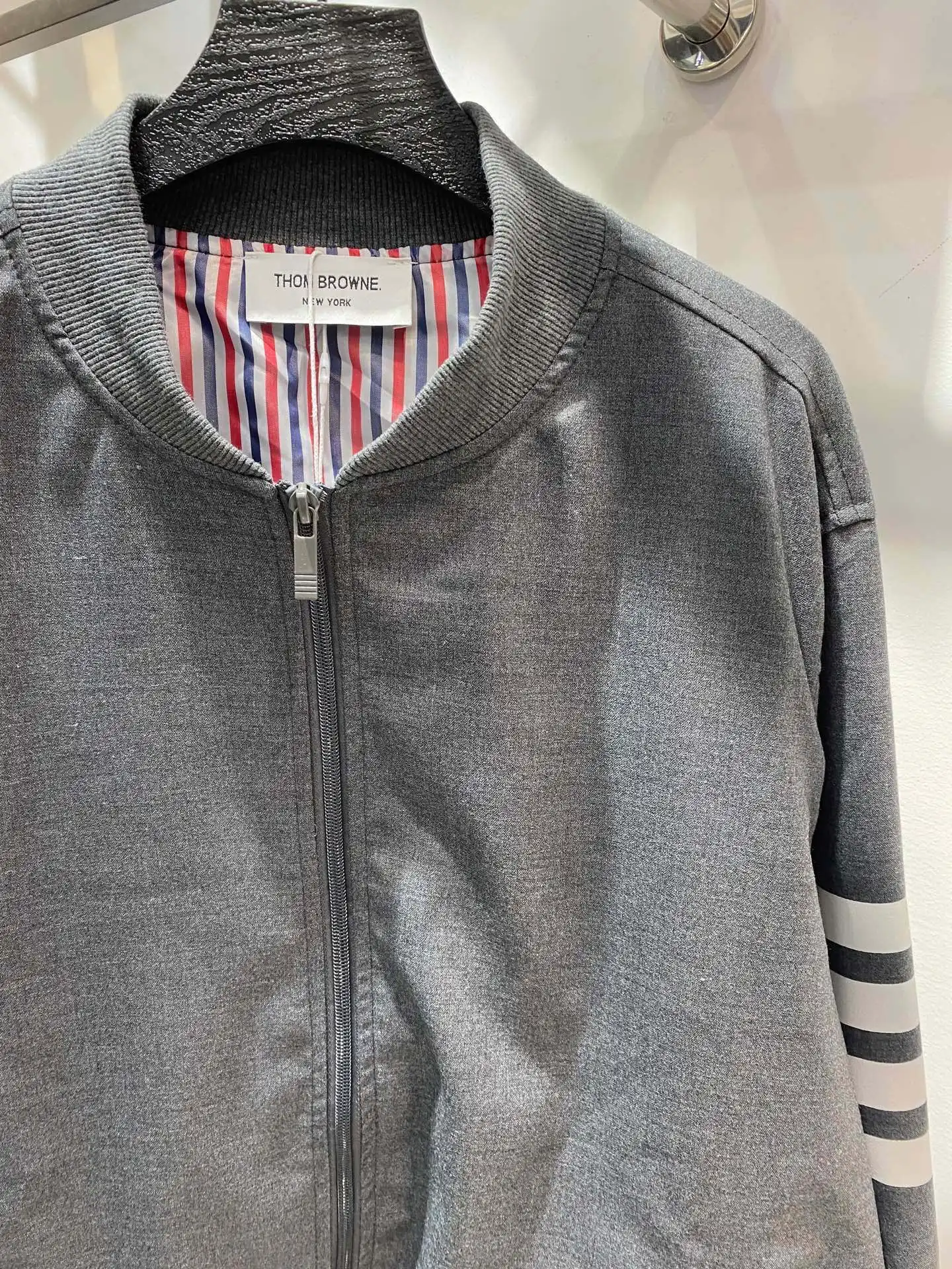 4-Bar Striped Cotton Bomber Jacket D22513431 — view 4