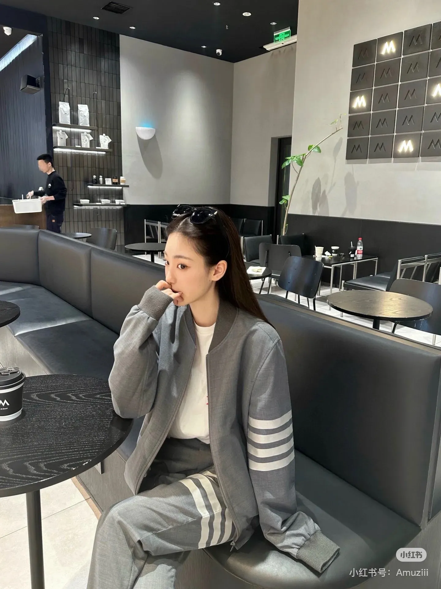 Four-Bar Stripe Cotton Bomber Jacket D22513430