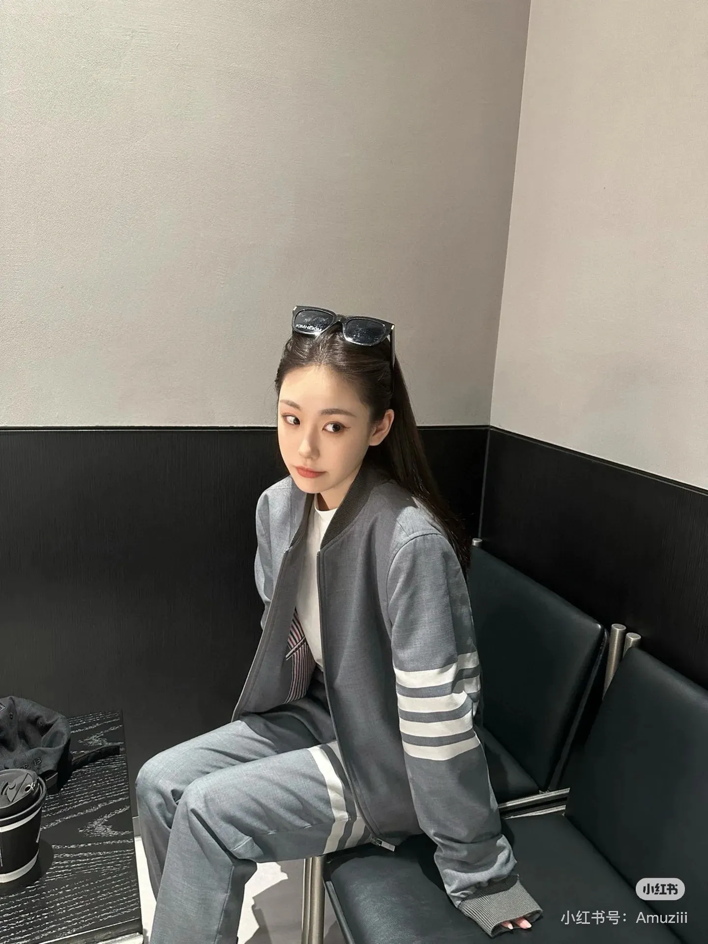 Four-Bar Stripe Cotton Bomber Jacket D22513430 — view 2