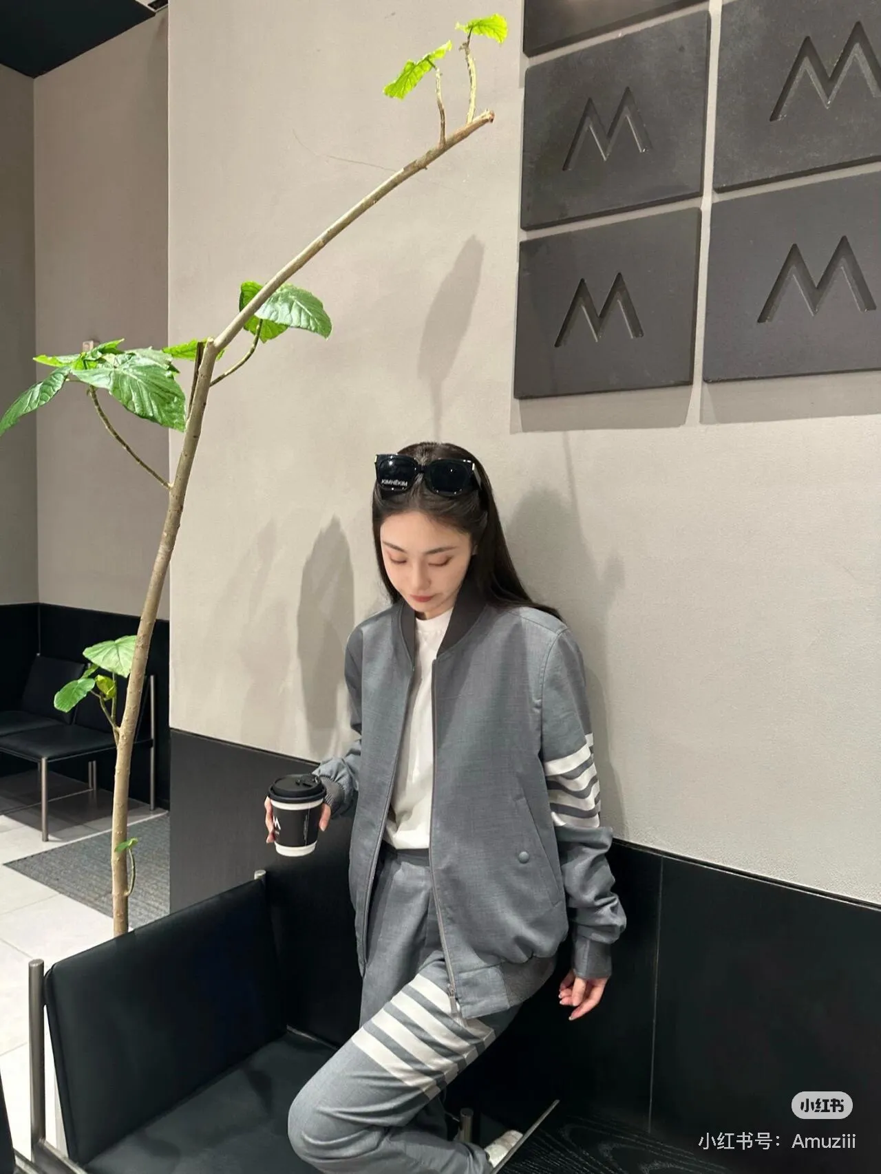 Four-Bar Stripe Cotton Bomber Jacket D22513430 — view 7