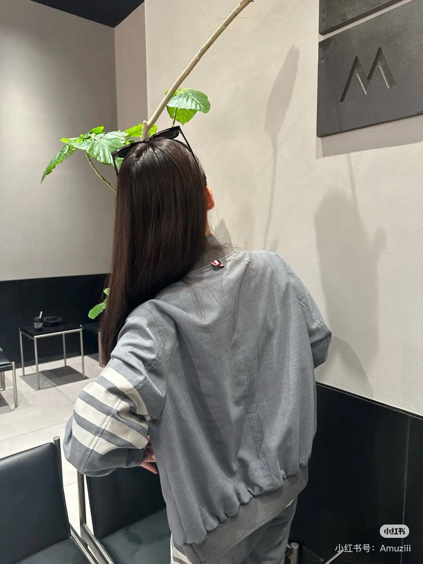 Four-Bar Stripe Cotton Bomber Jacket D22513430 — view 10