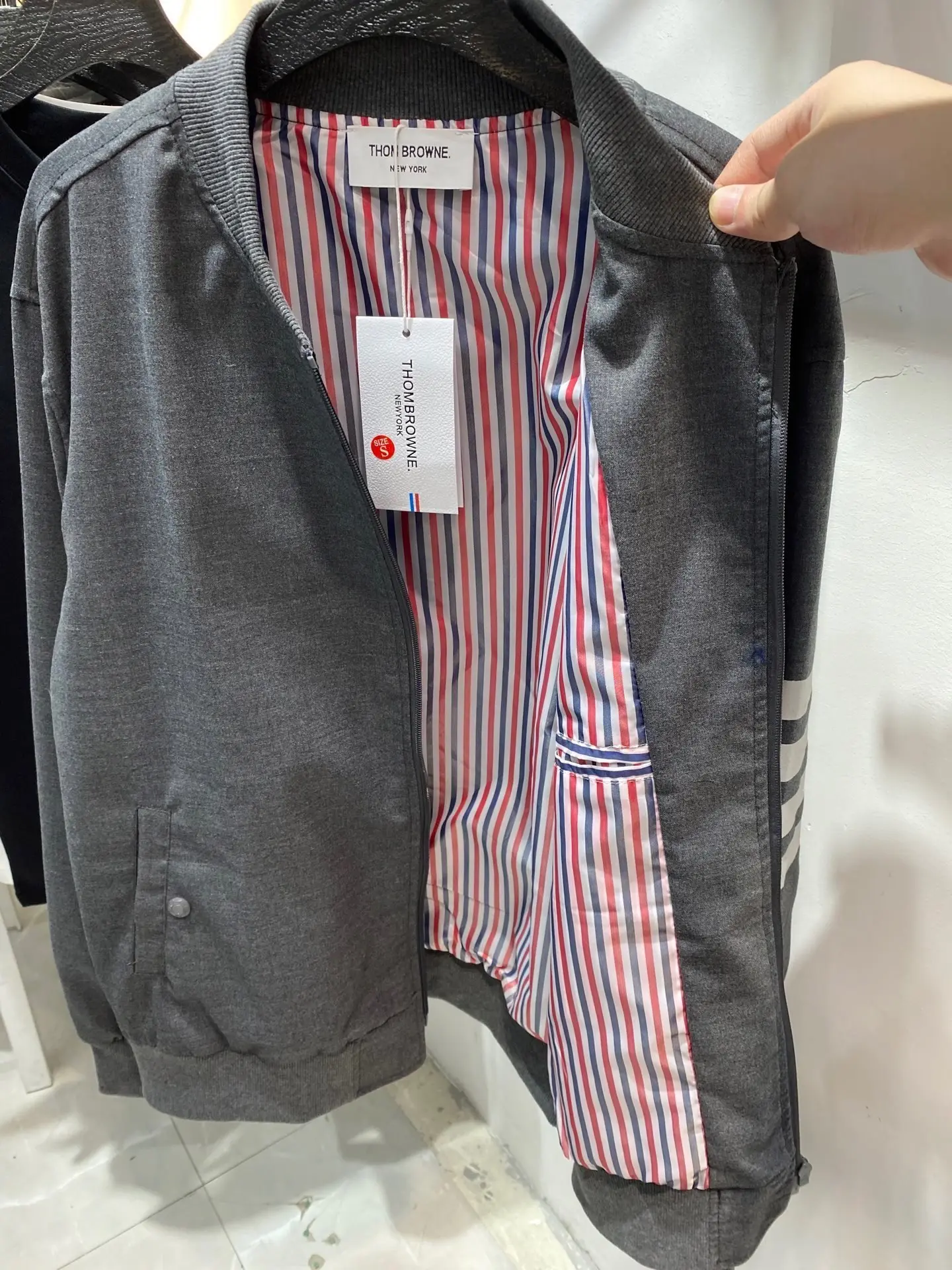 Four-Bar Stripe Cotton Bomber Jacket D22513430 — view 12