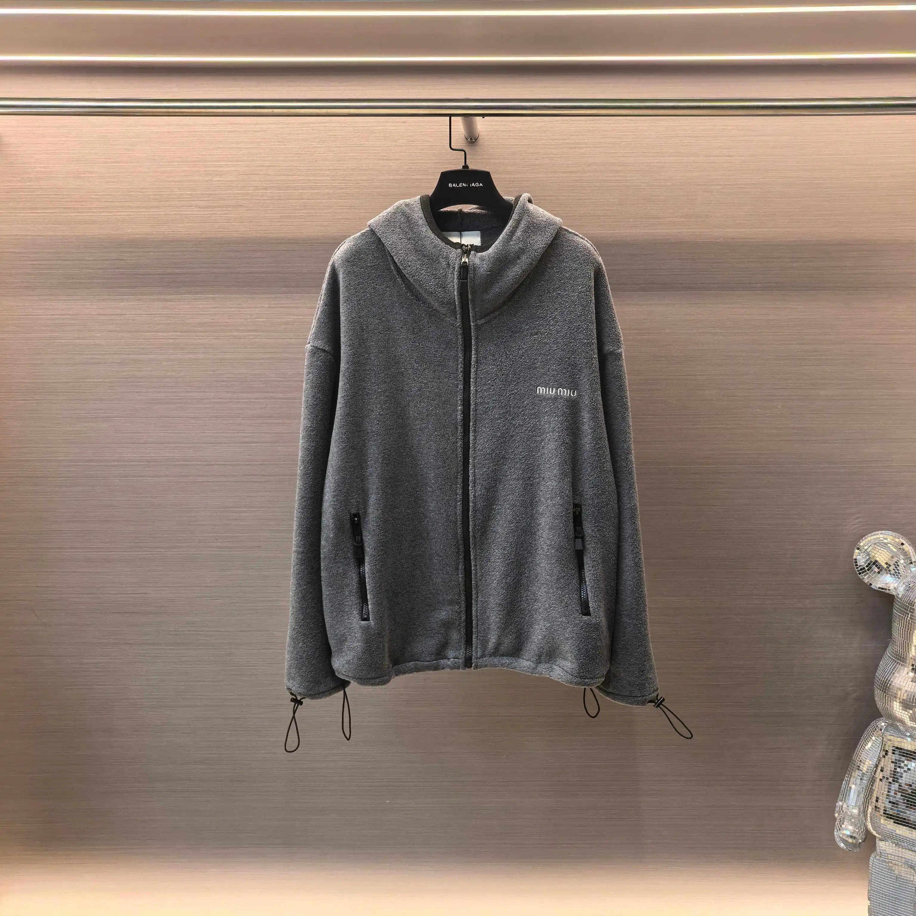 Logo-Embroidered Fleece Hooded Jacket D23522411 — view 2