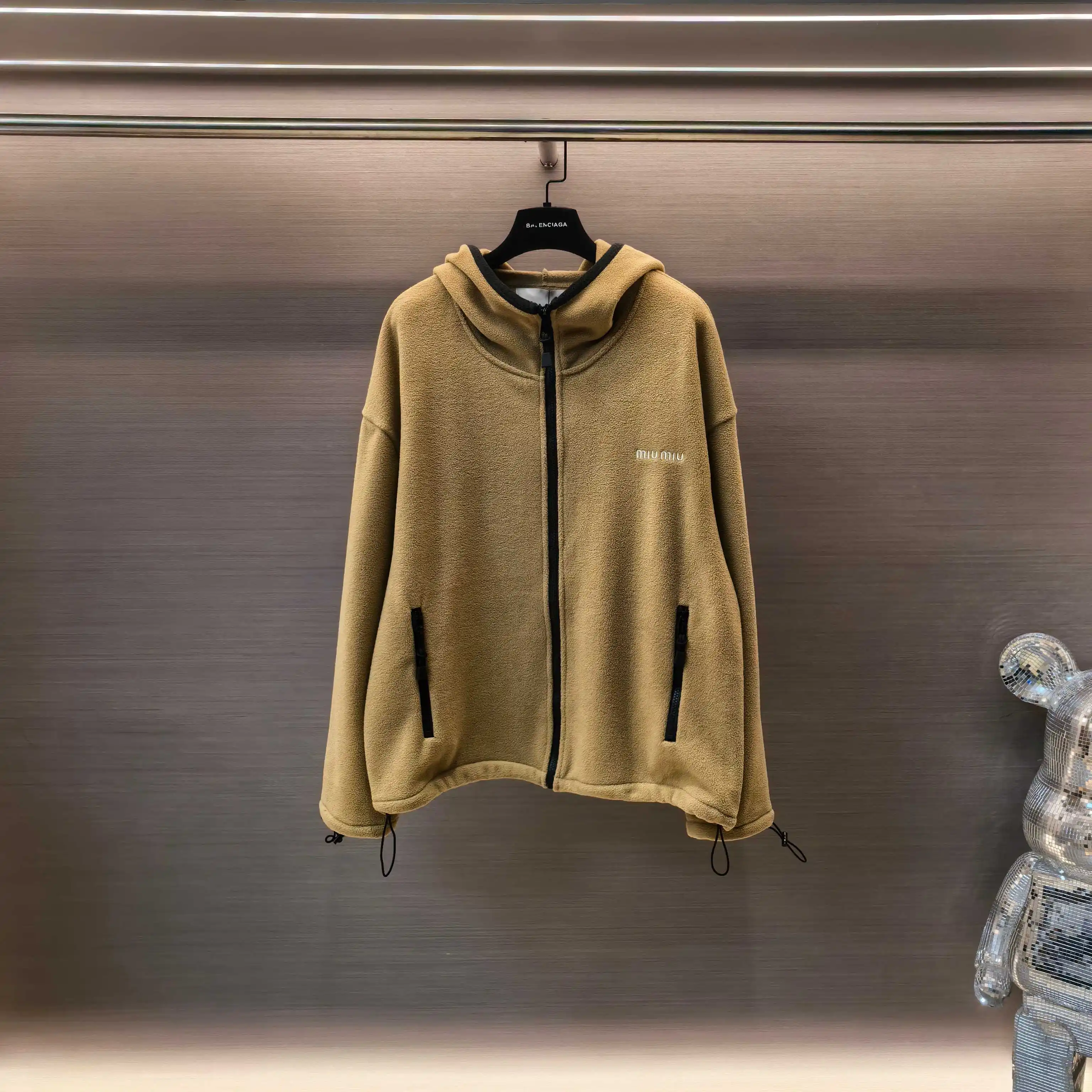 Logo-Embroidered Fleece Hooded Jacket D23522409 — view 2