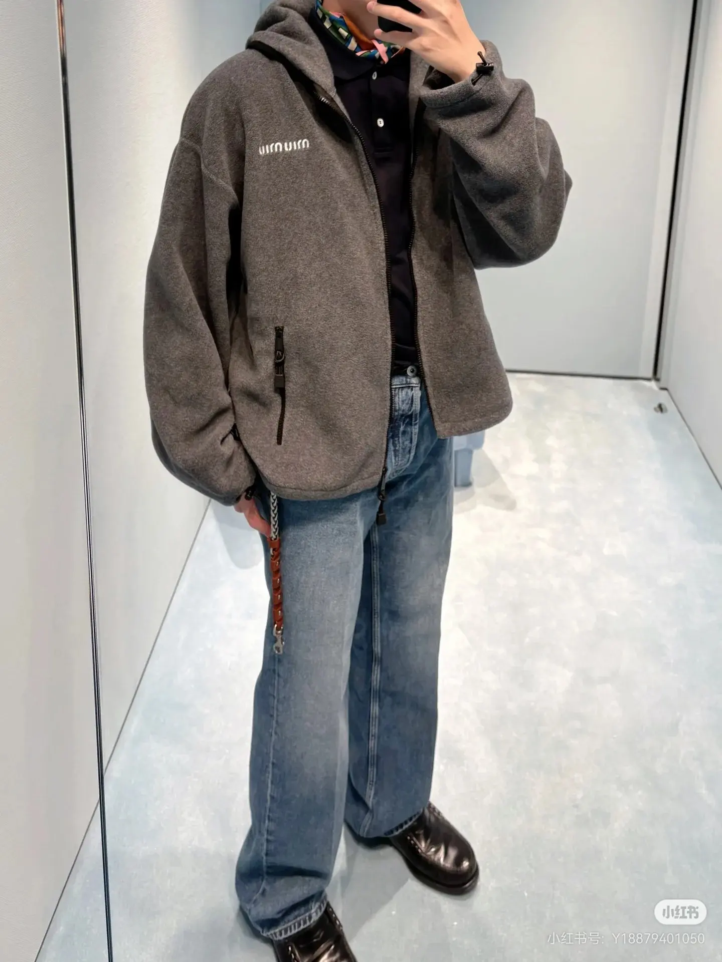 Logo-Embroidered Fleece Hooded Jacket D23522410 — view 5
