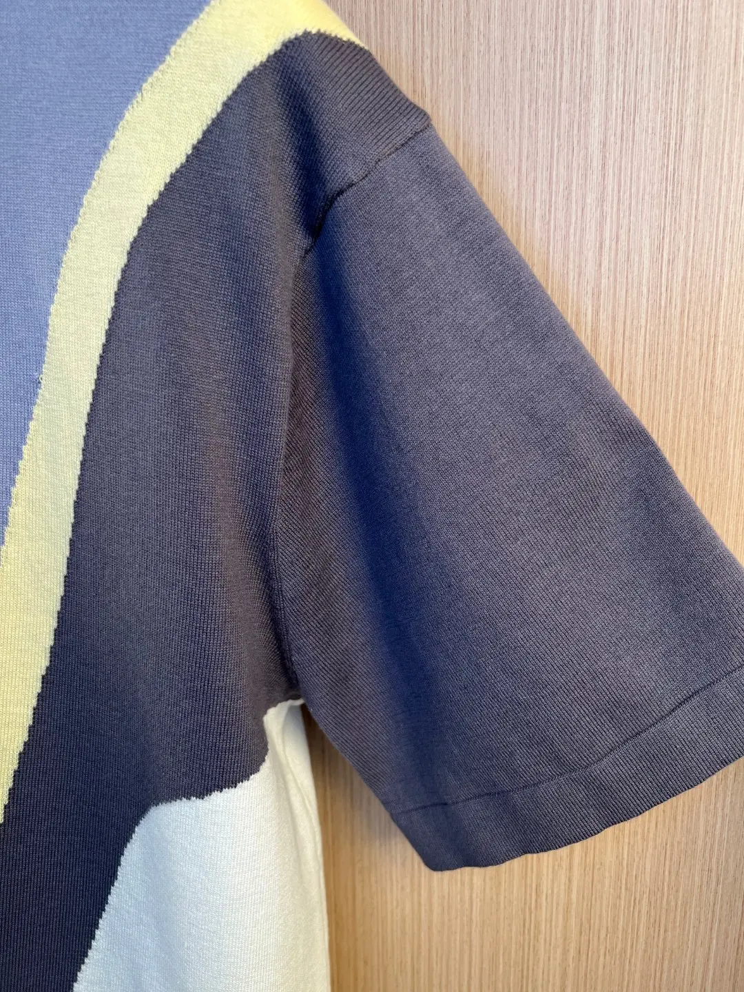 Color-Block Logo Embossed Knit T-Shirt D24019241 — view 4