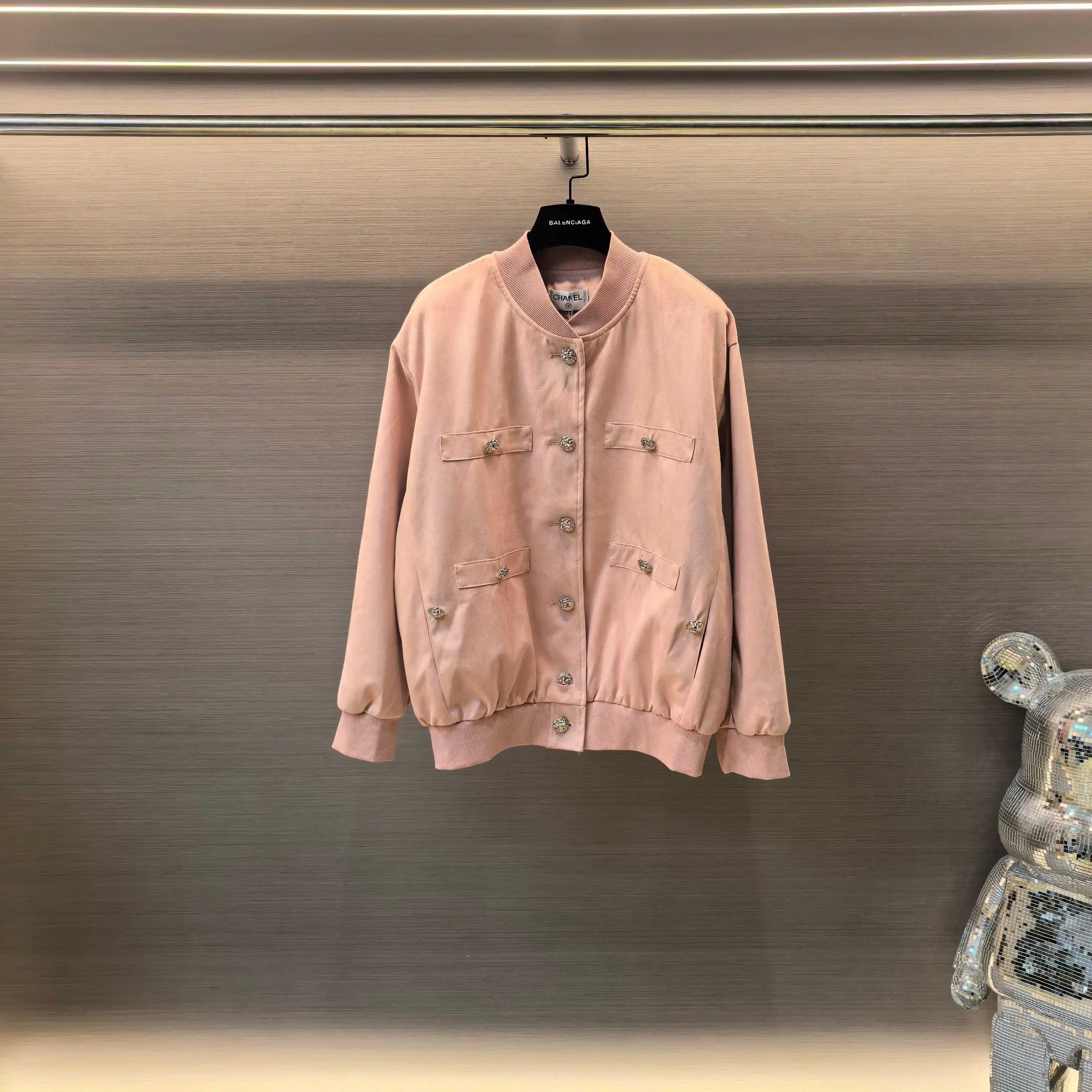 Faux Suede Bomber Jacket D25022555