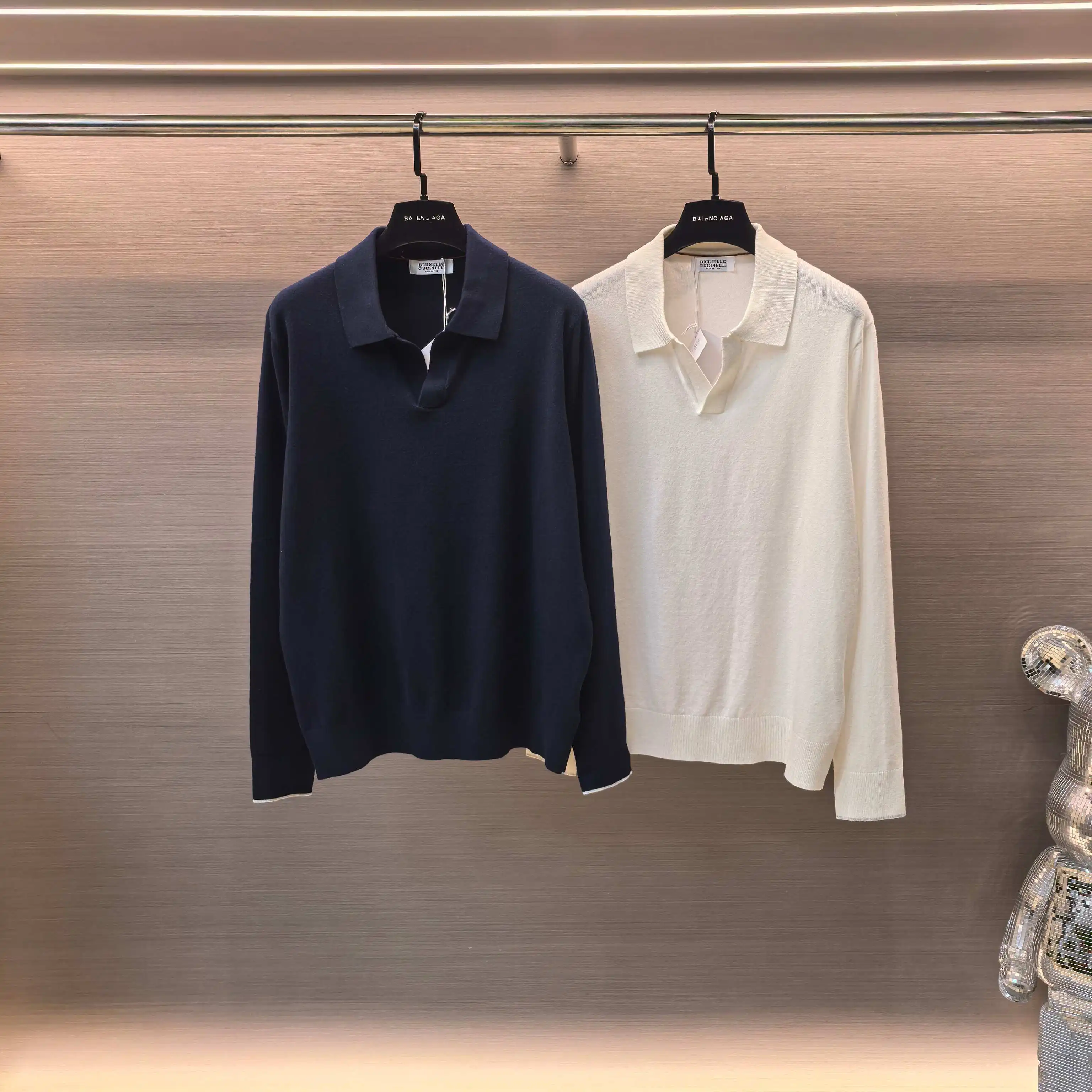 Silk and Wool-Blend Long-Sleeve Knit Polo D25022358