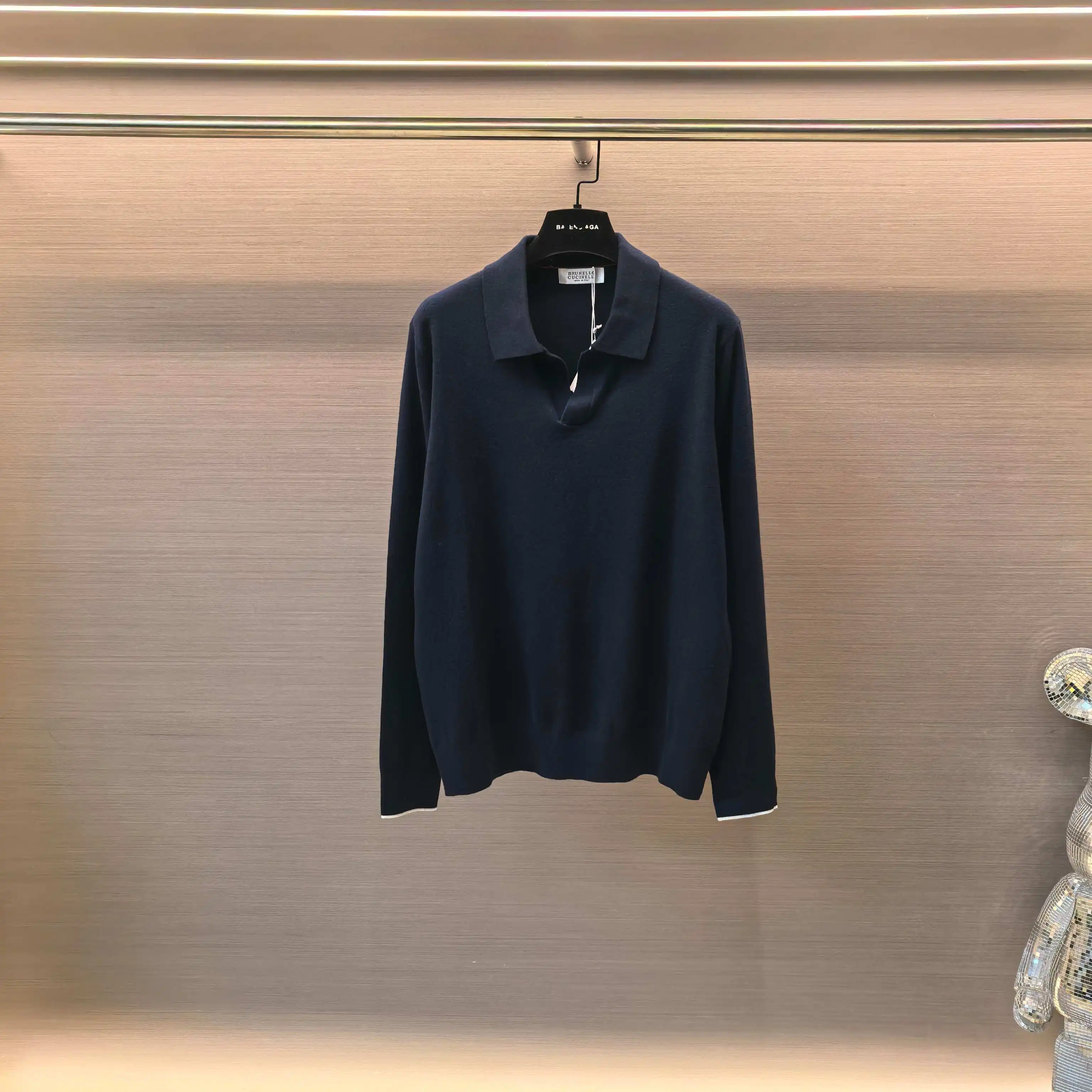 Silk and Wool-Blend Long-Sleeve Knit Polo D25022358 — view 2