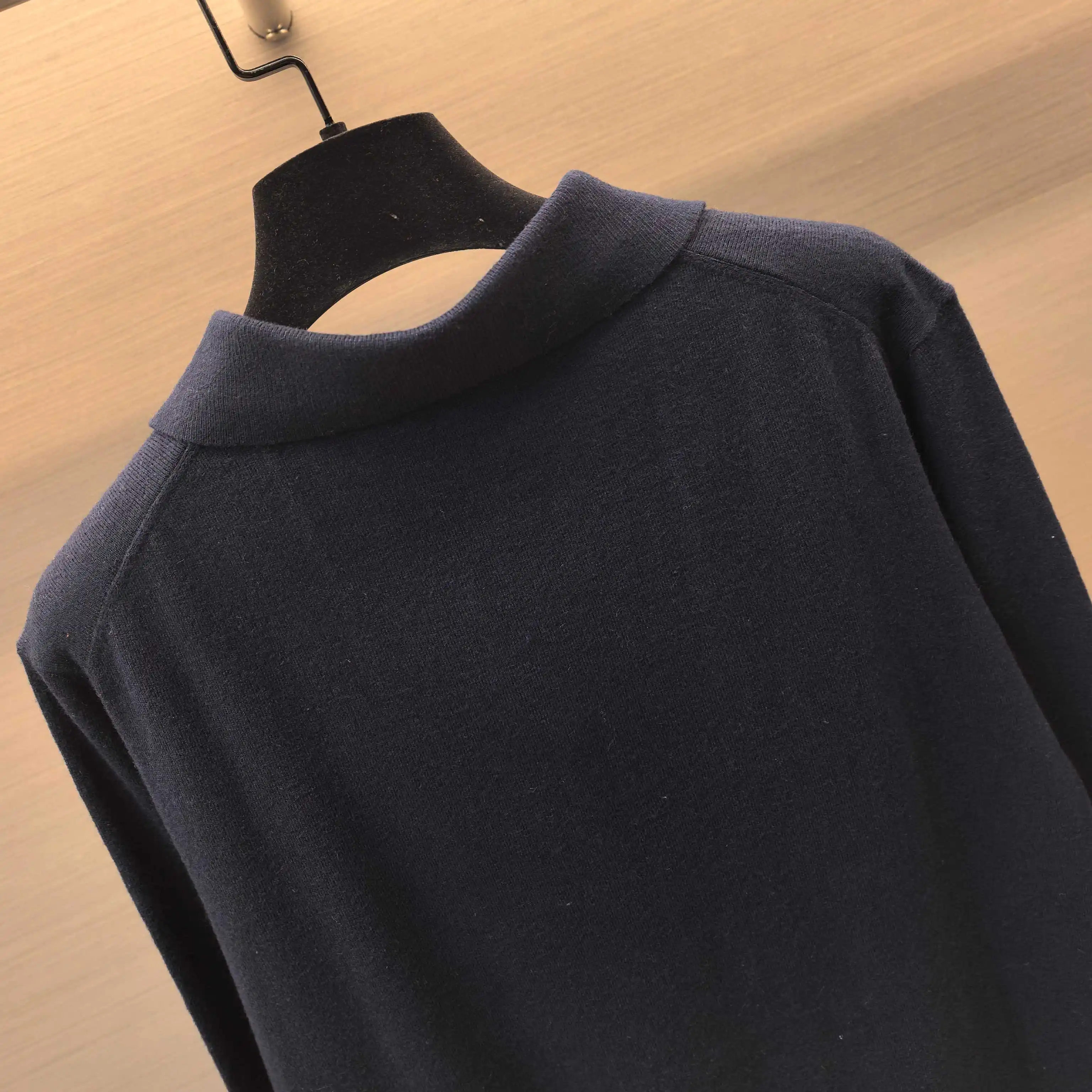 Silk and Wool-Blend Long-Sleeve Knit Polo D25022358 — view 7