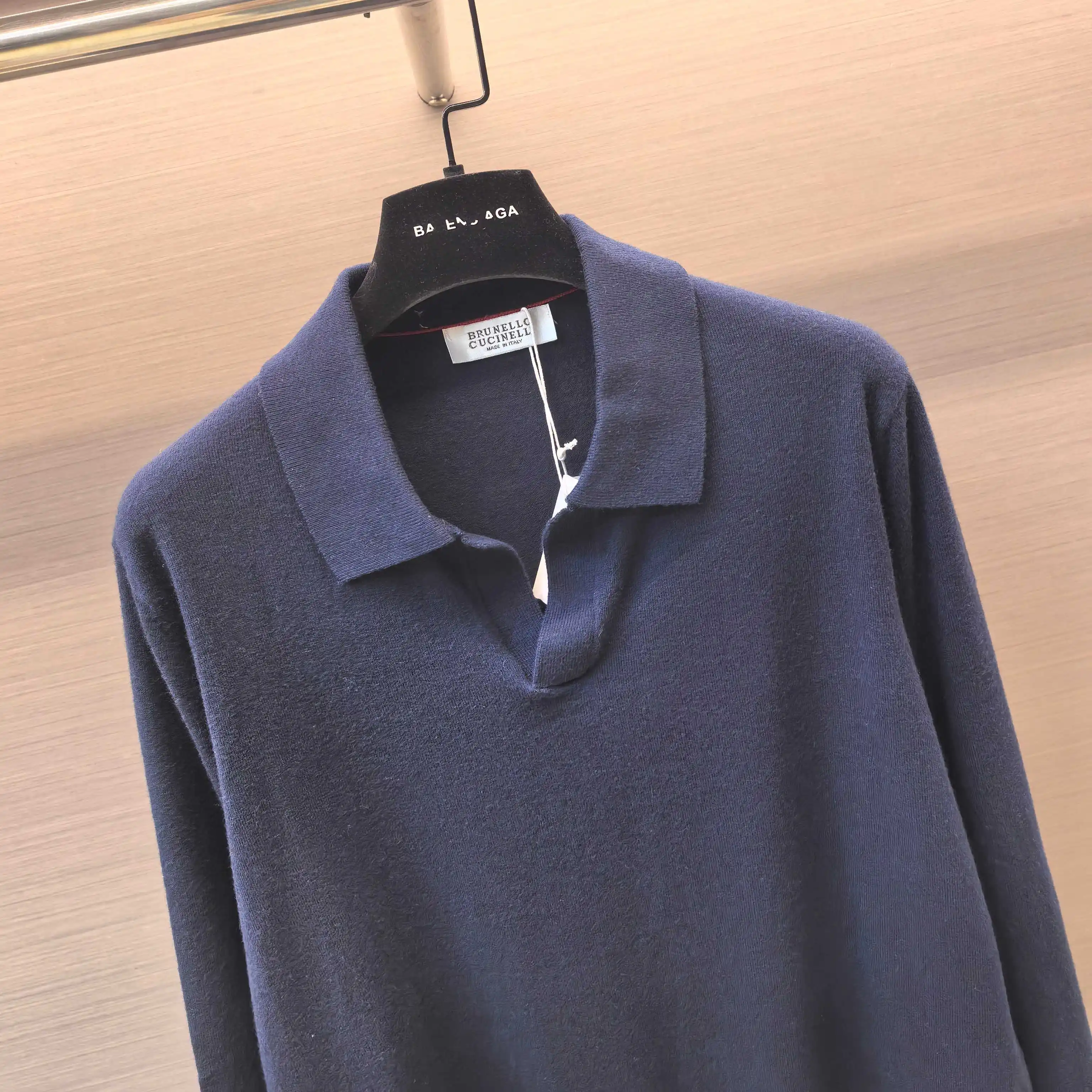 Silk and Wool-Blend Long-Sleeve Knit Polo D25022358 — view 8