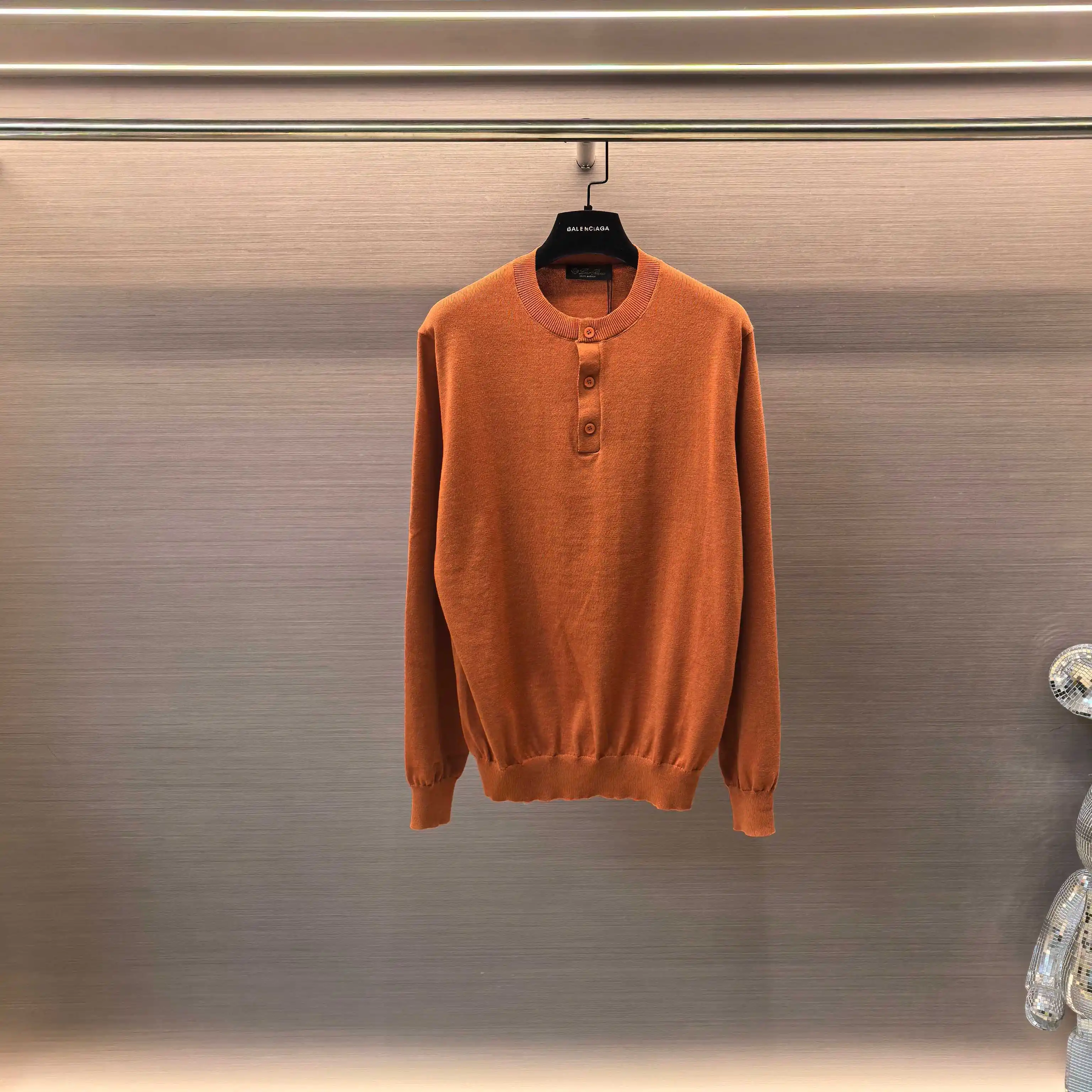 Henley Neck Melange Knit Sweater D25022355 — view 2