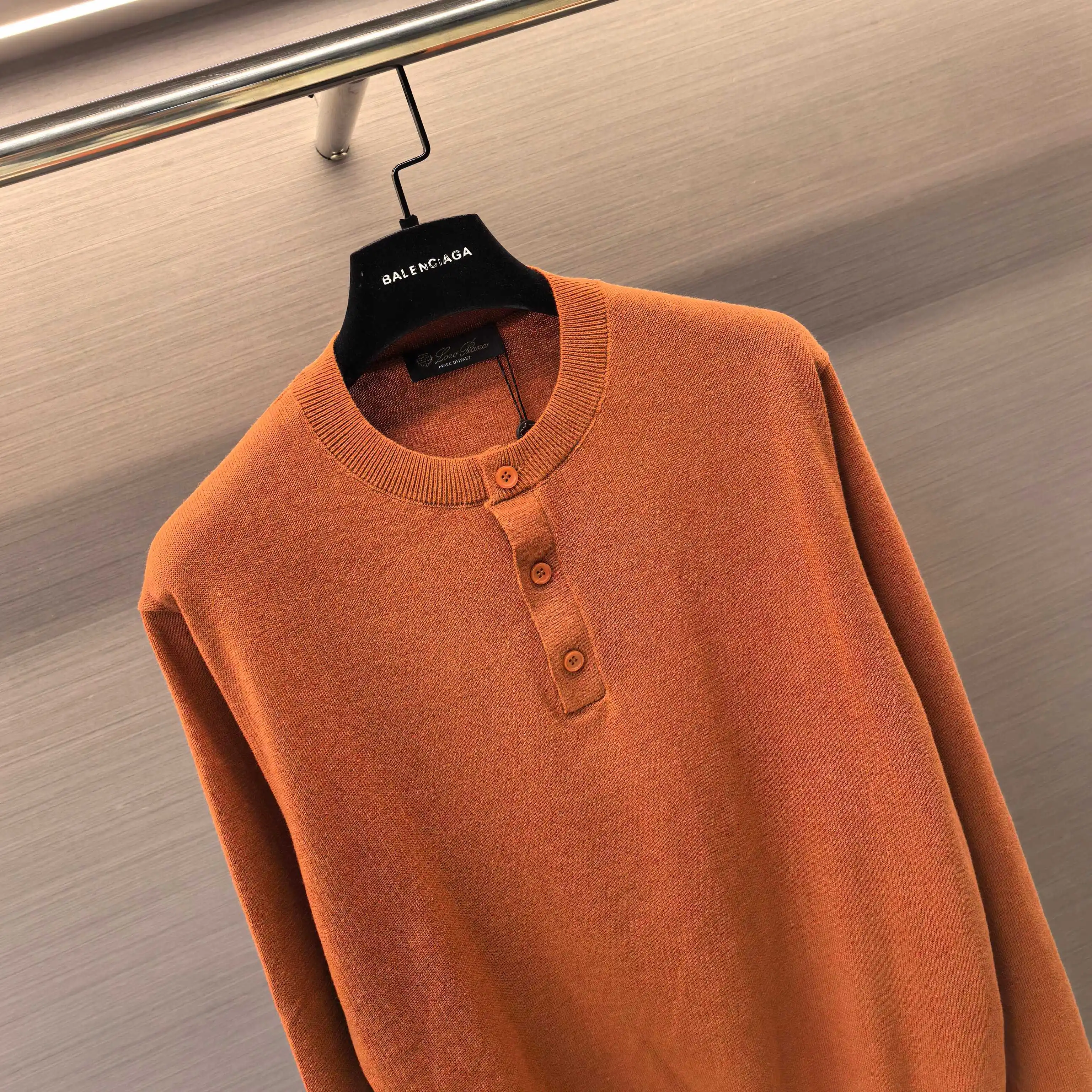 Henley Neck Melange Knit Sweater D25022355 — view 4