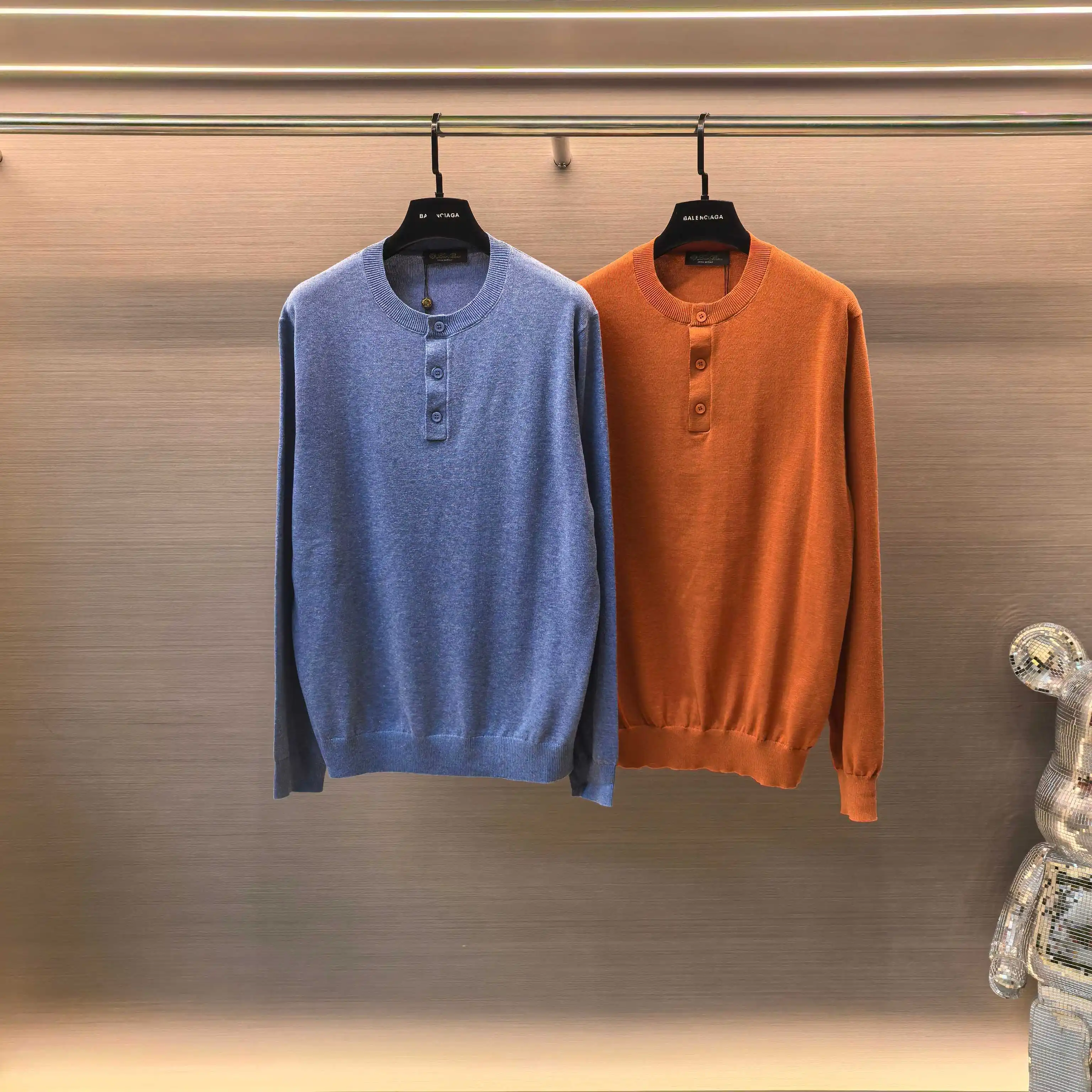 Marl Knit Henley Neck Sweater D25022354